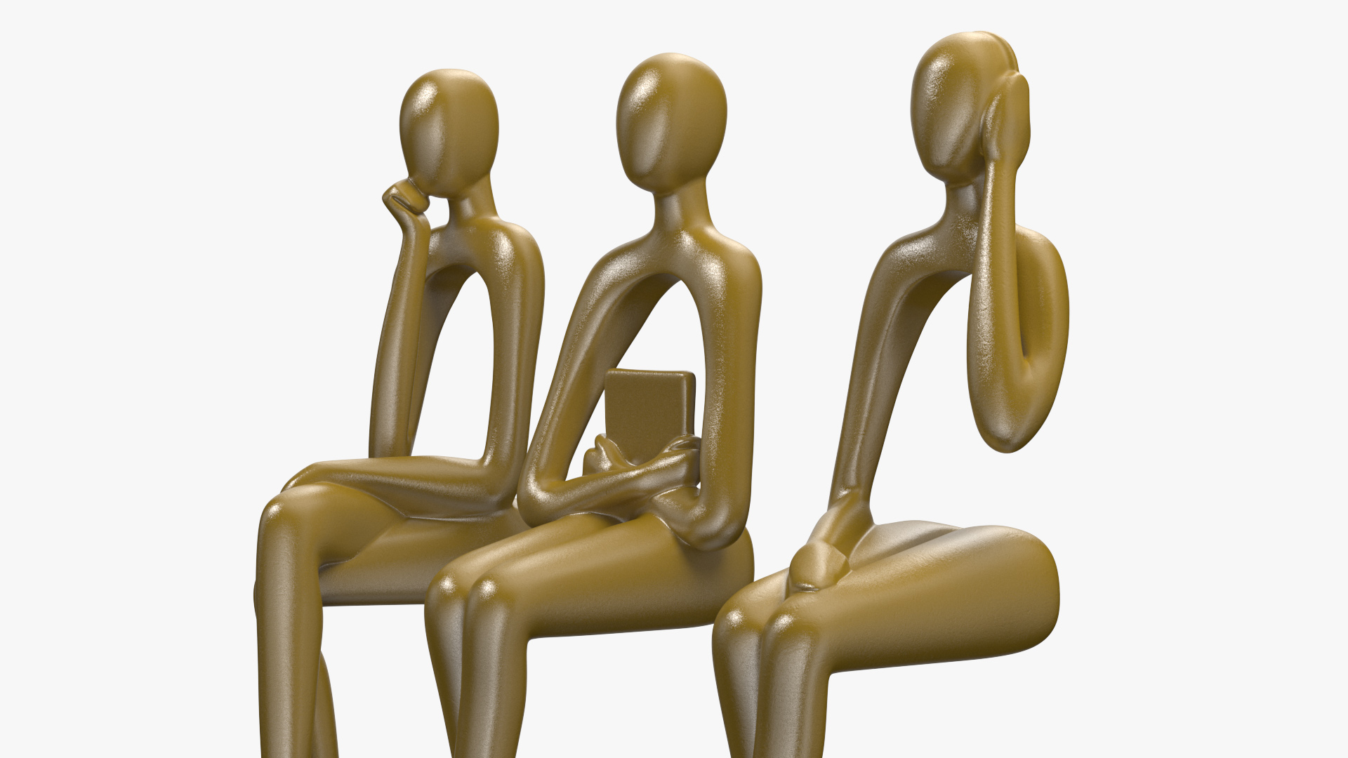 Home Decor Human Sculpture Gold Color 3D