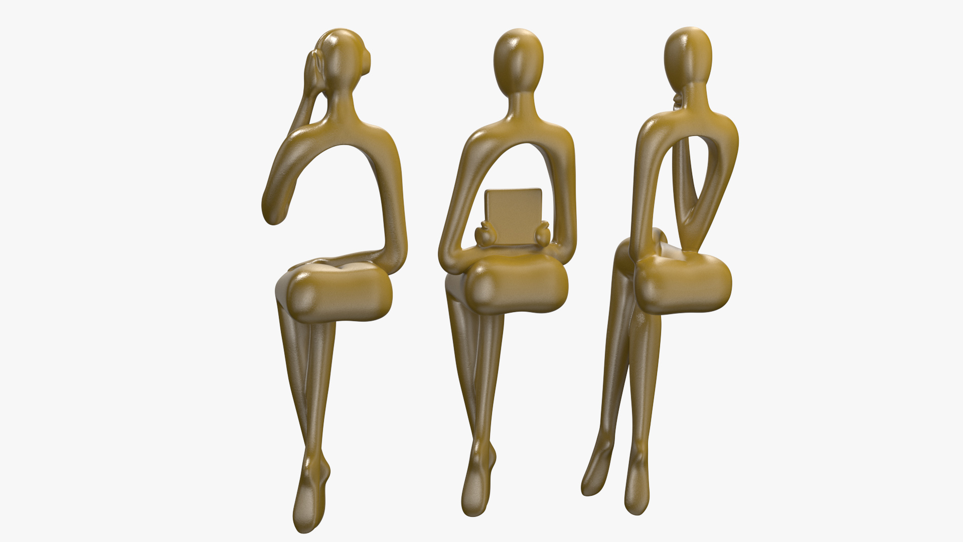 Home Decor Human Sculpture Gold Color 3D
