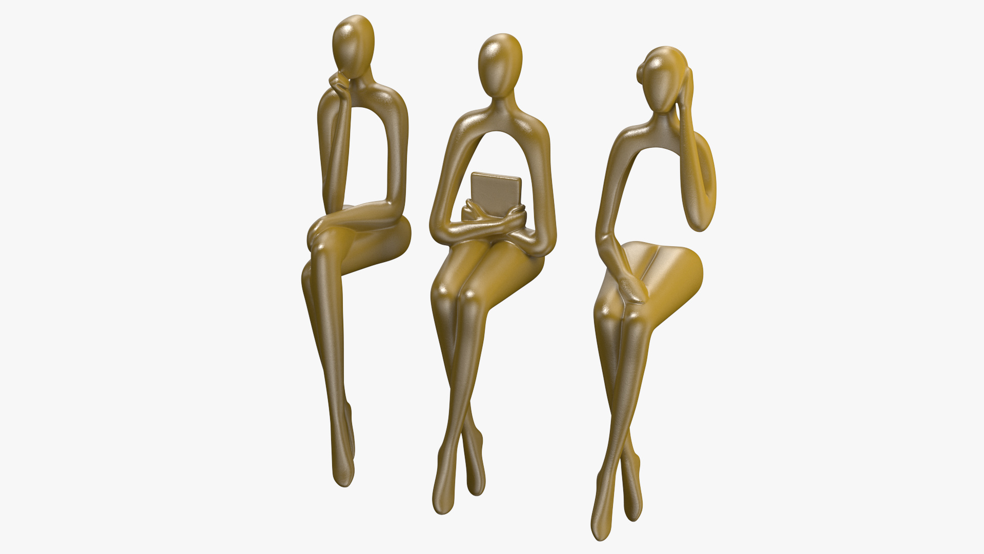 Home Decor Human Sculpture Gold Color 3D