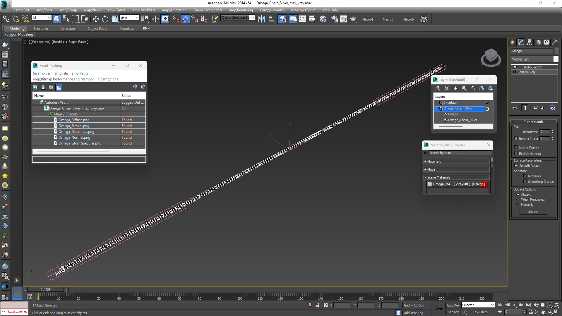 3D Omega Chain Silver model