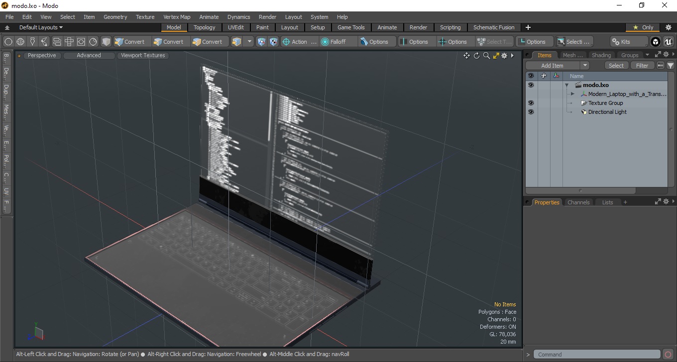 3D model Modern Laptop with a Transparent Display