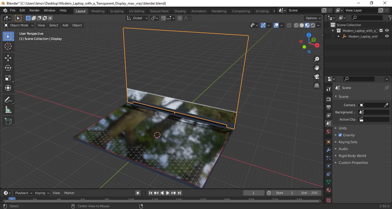 3D model Modern Laptop with a Transparent Display
