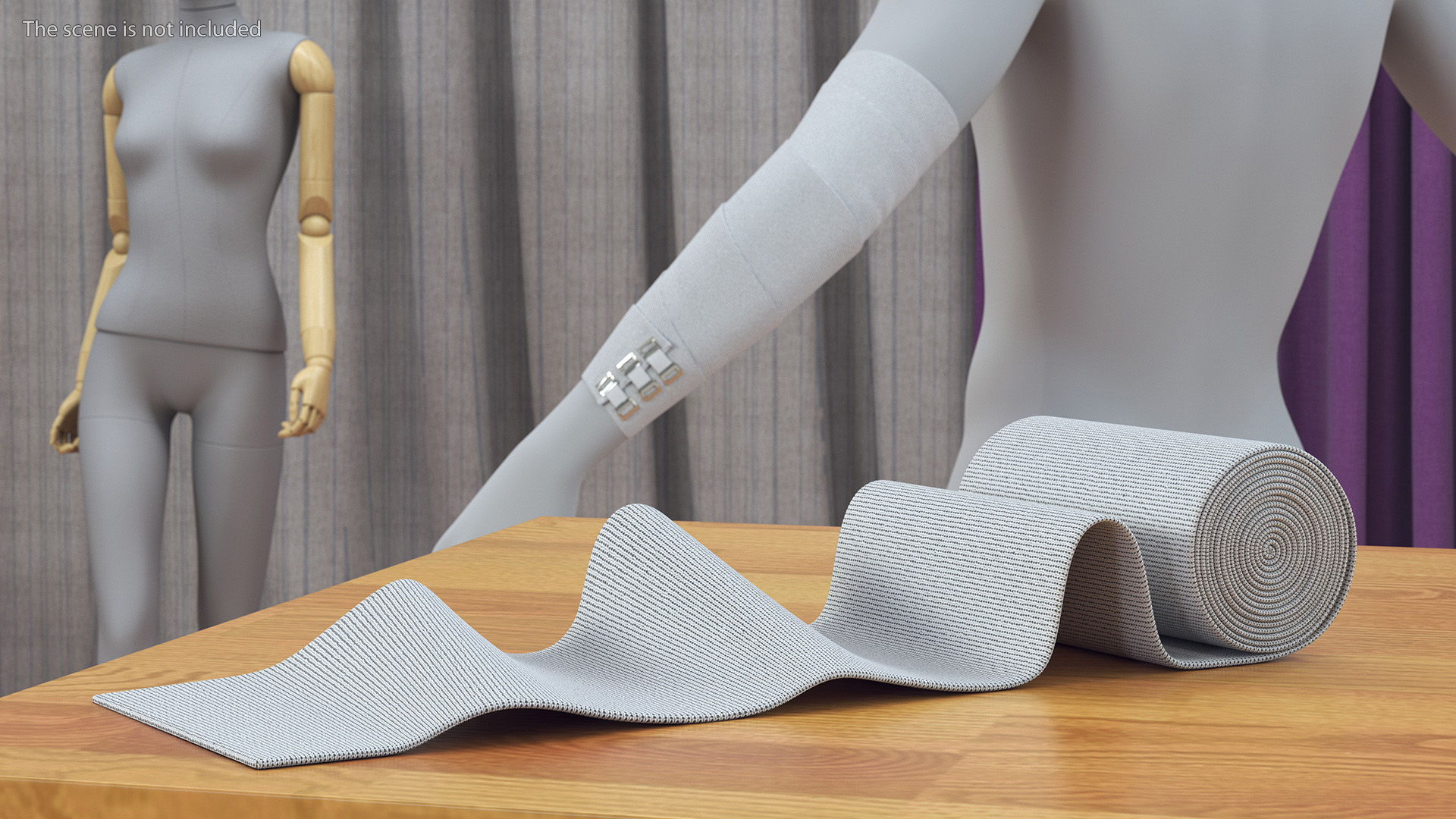 3D model Unfolded Elastic Bandage White
