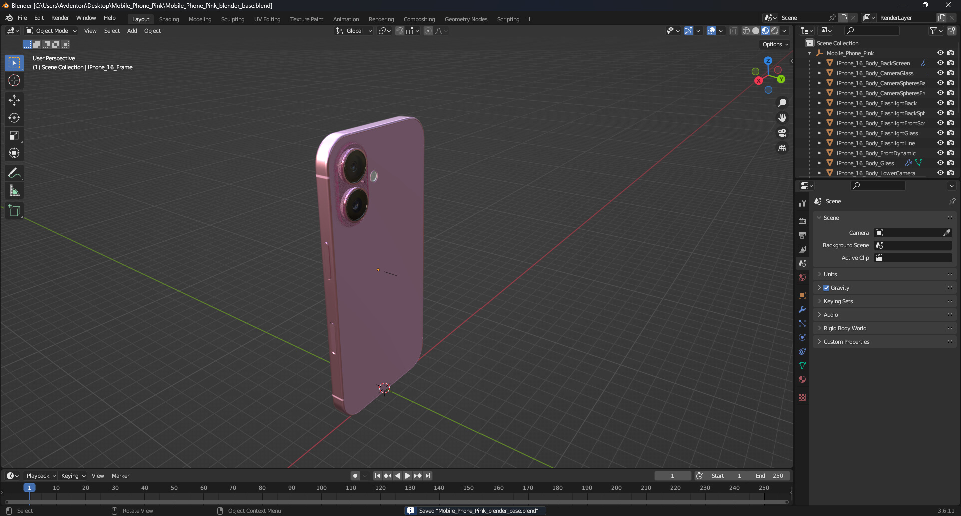 Mobile Phone Pink 3D