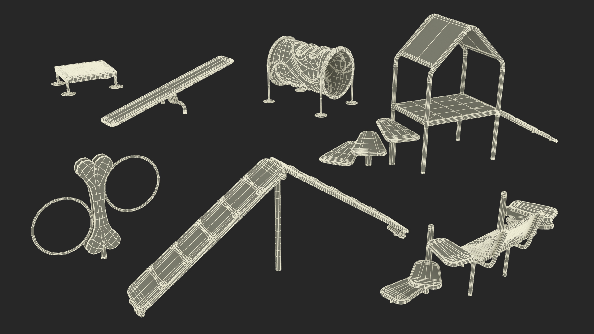 Dog Park Set Blue 3D