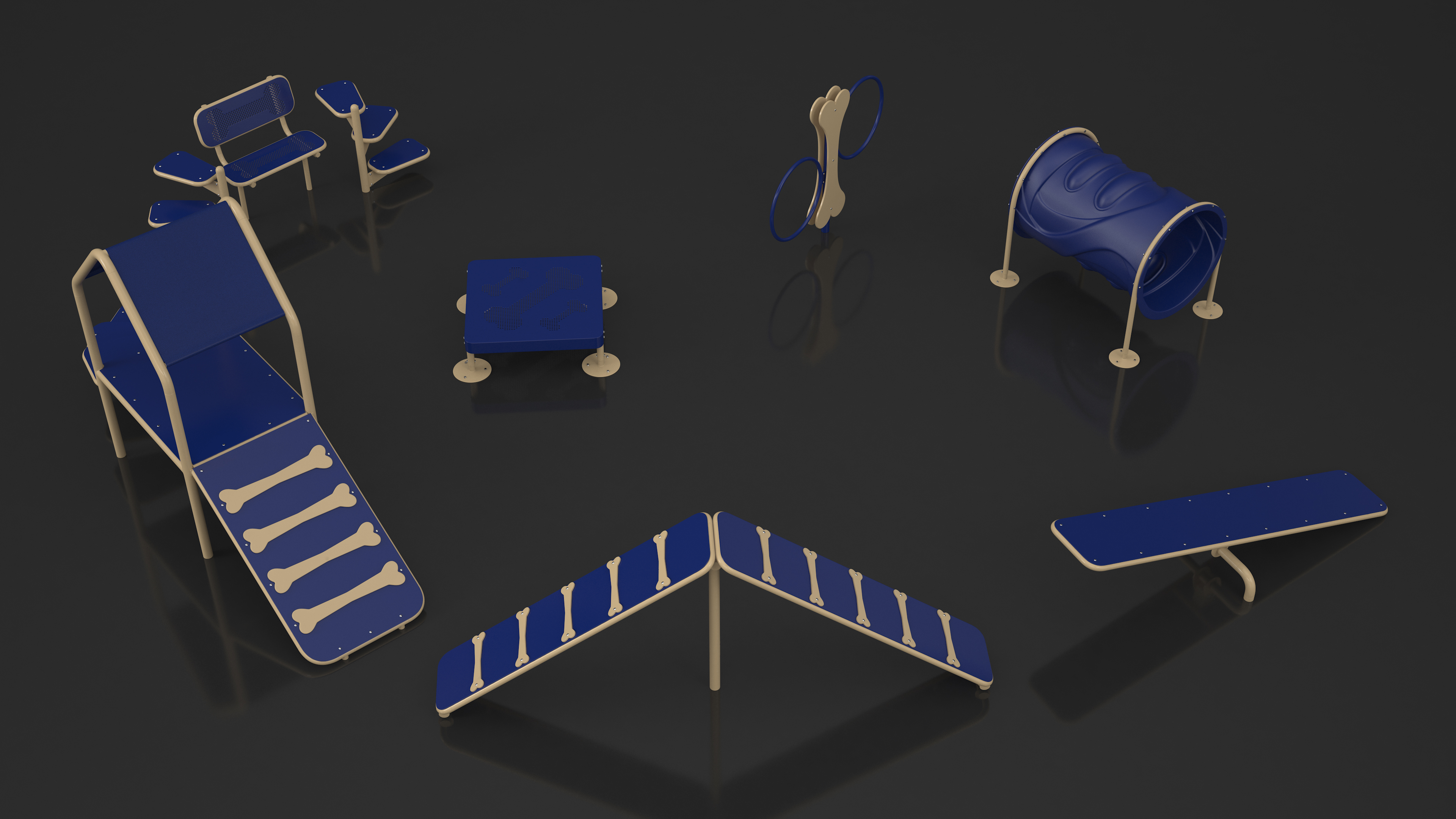 Dog Park Set Blue 3D