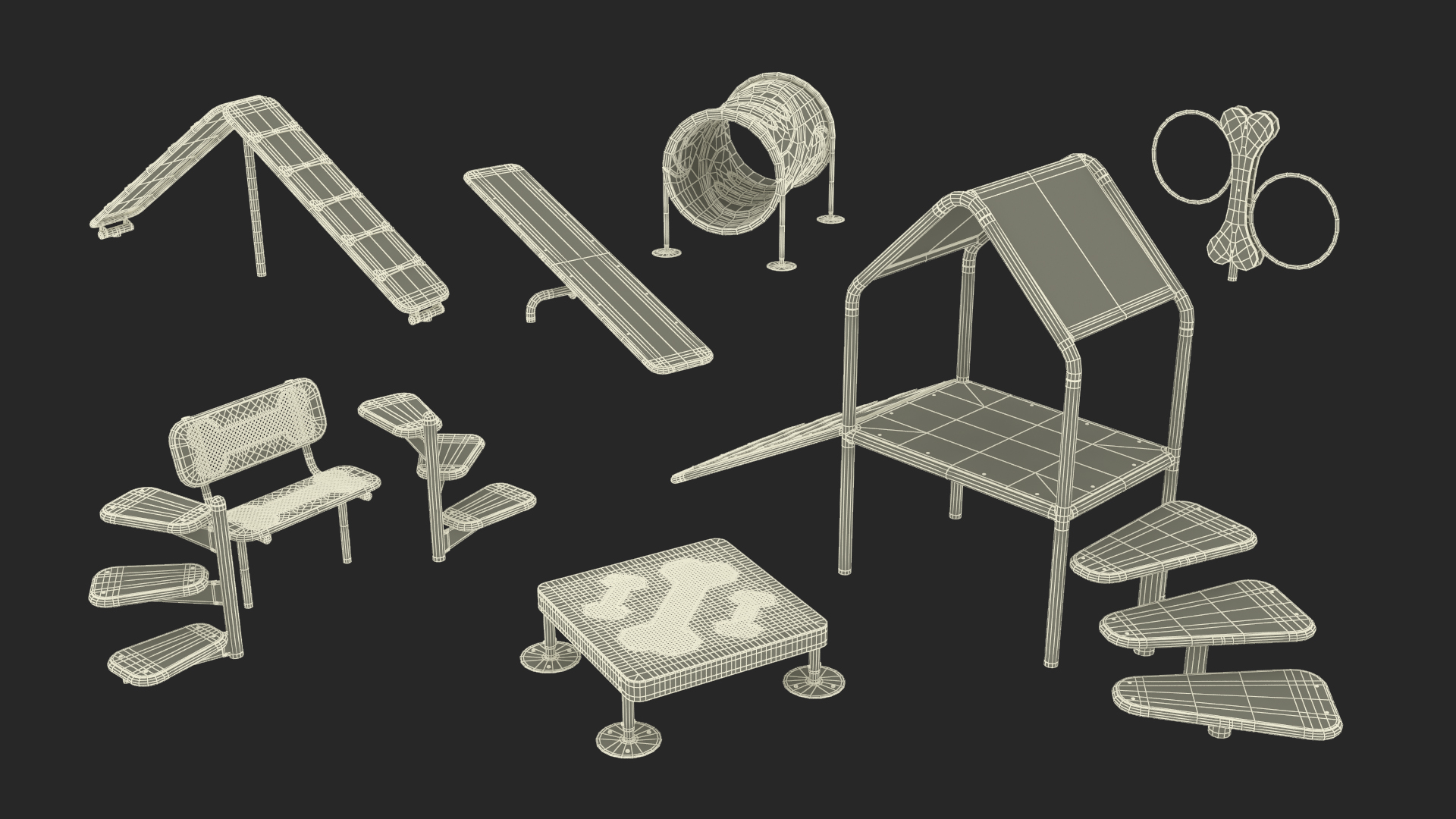 Dog Park Set Blue 3D