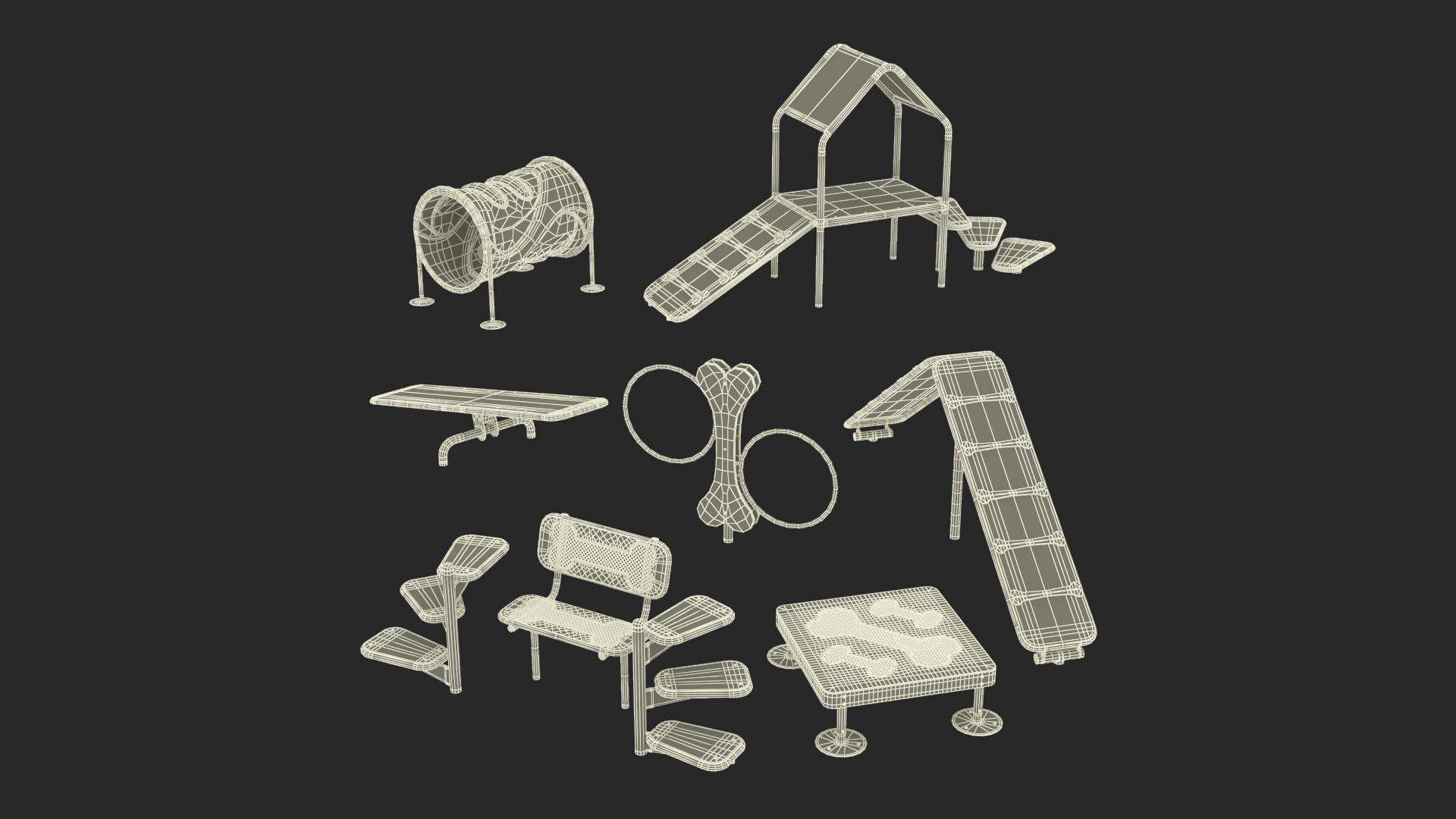 Dog Park Set Blue 3D