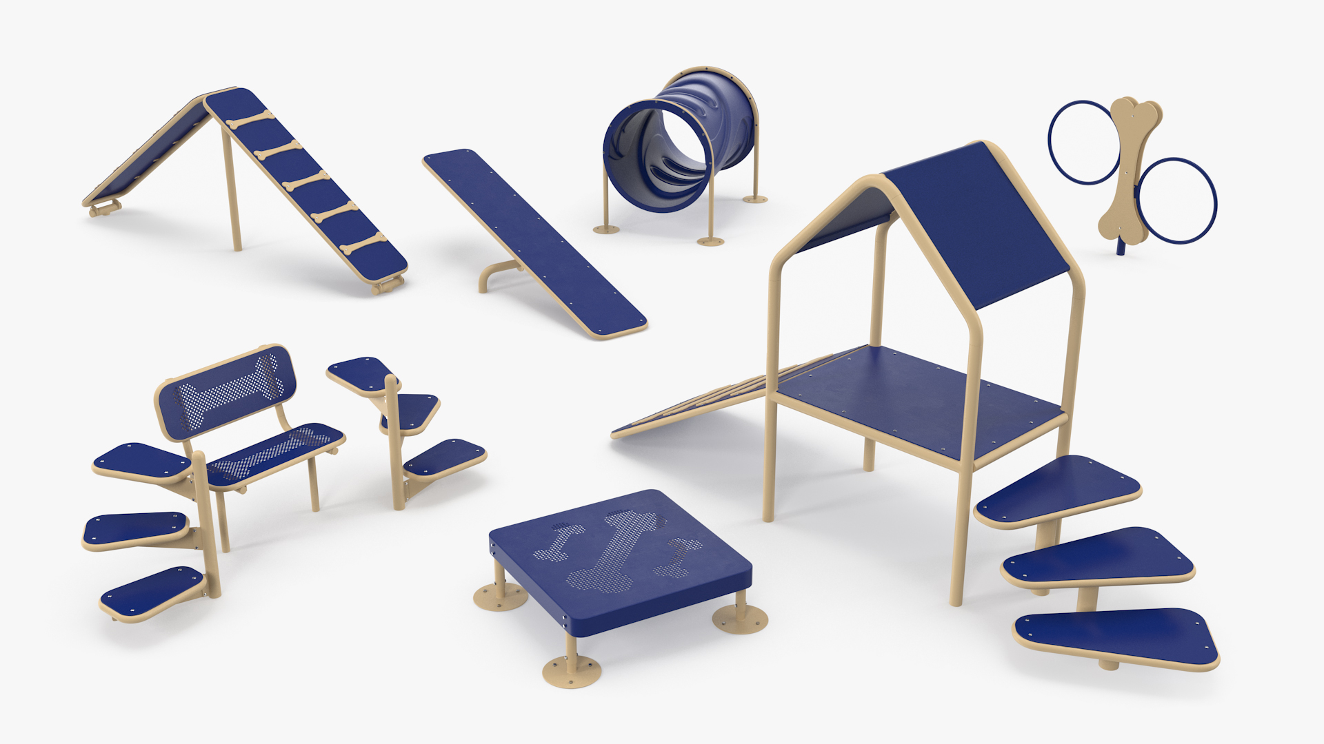 Dog Park Set Blue 3D