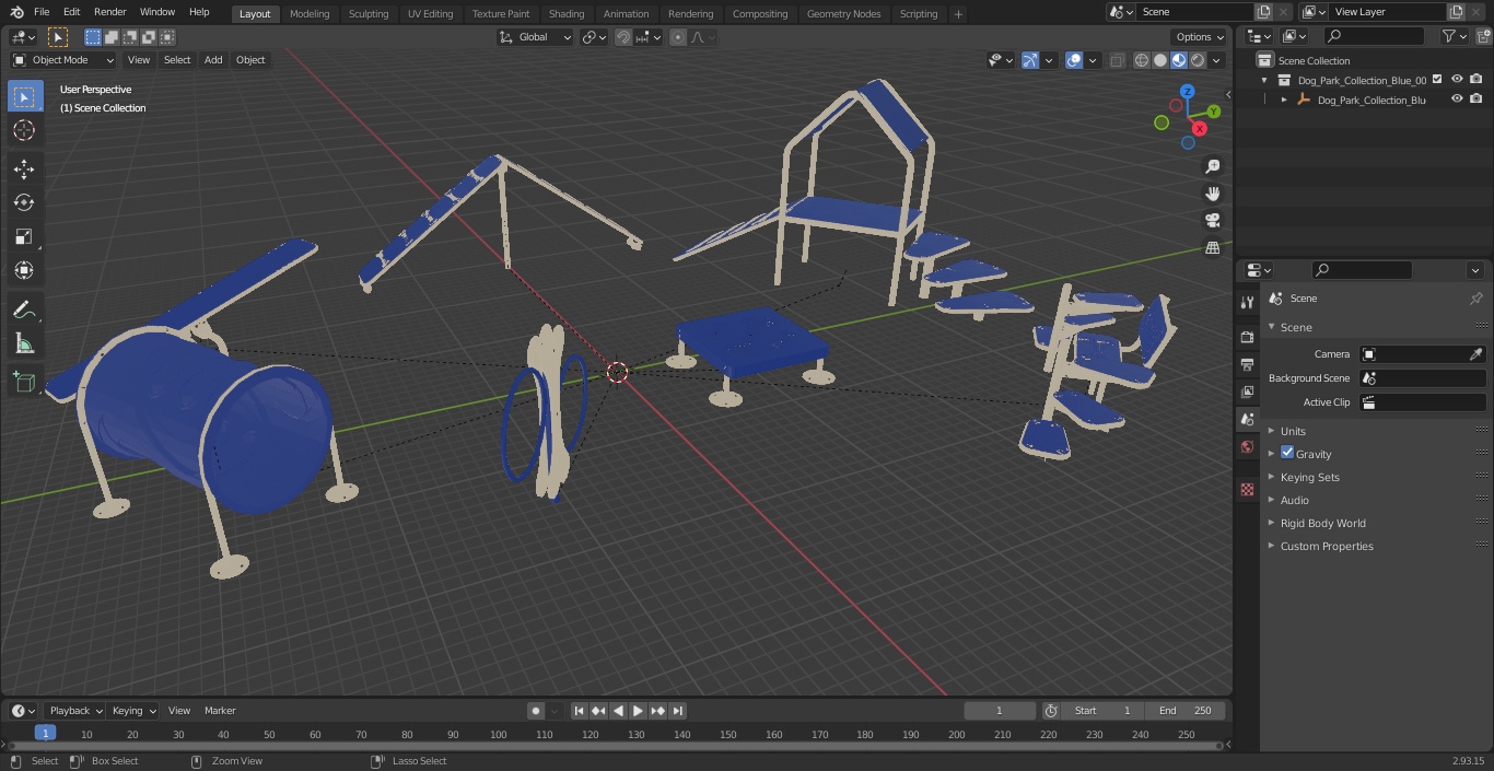 Dog Park Set Blue 3D