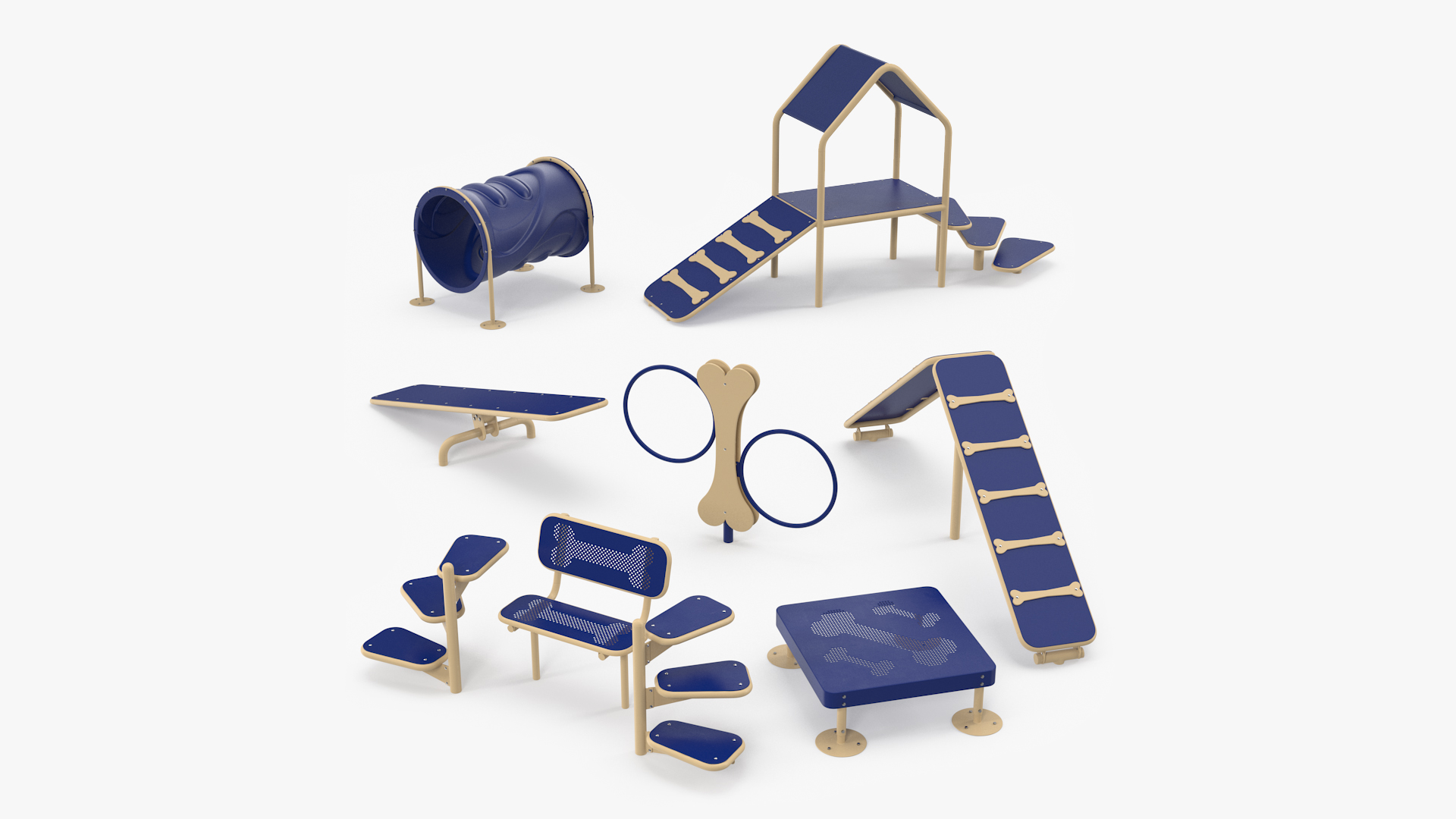 Dog Park Set Blue 3D
