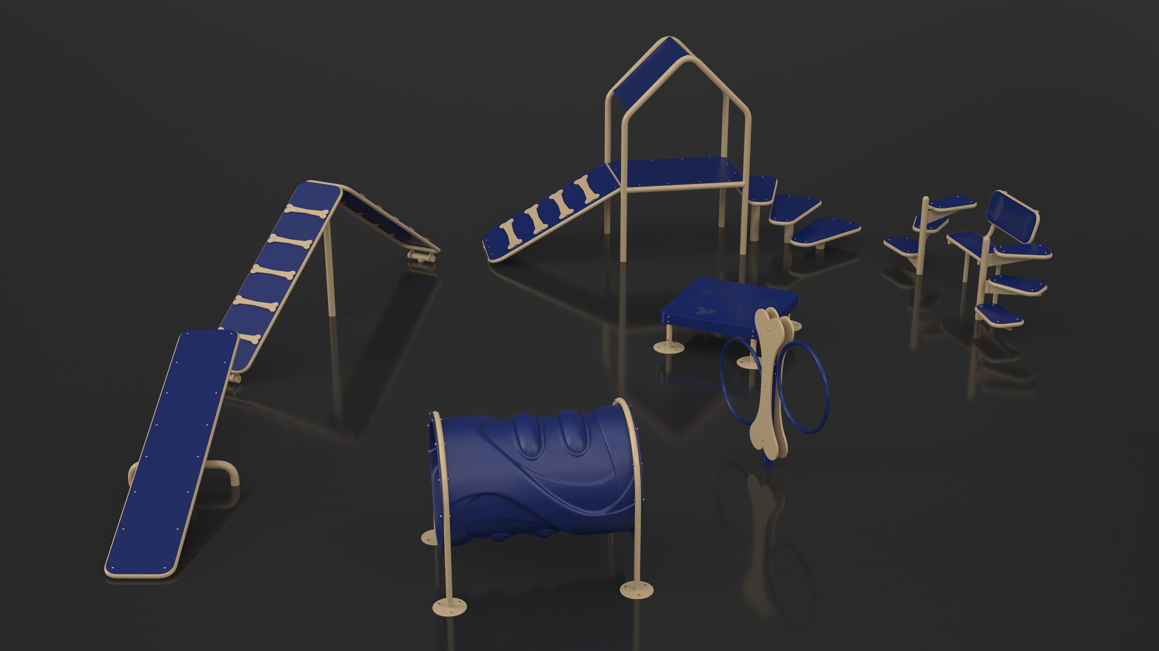 Dog Park Set Blue 3D