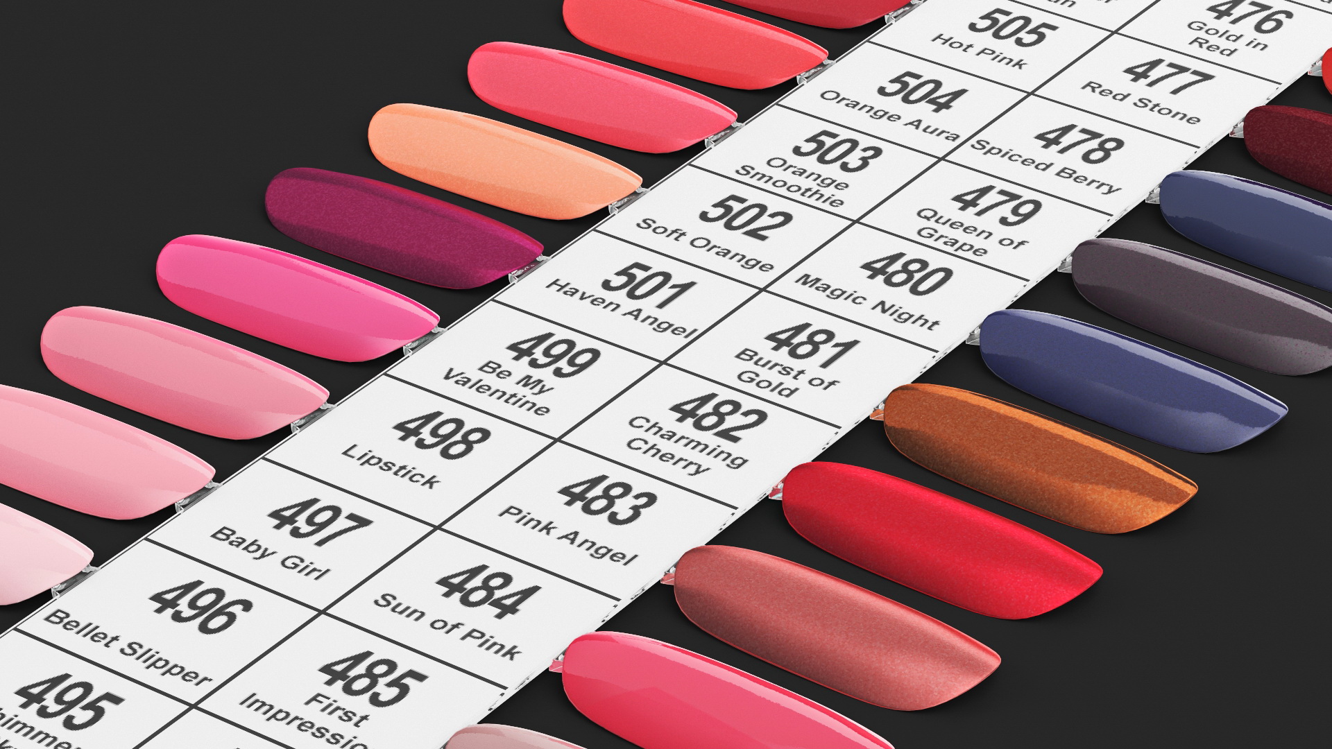 Different Colorful Nail Palette Board 3D