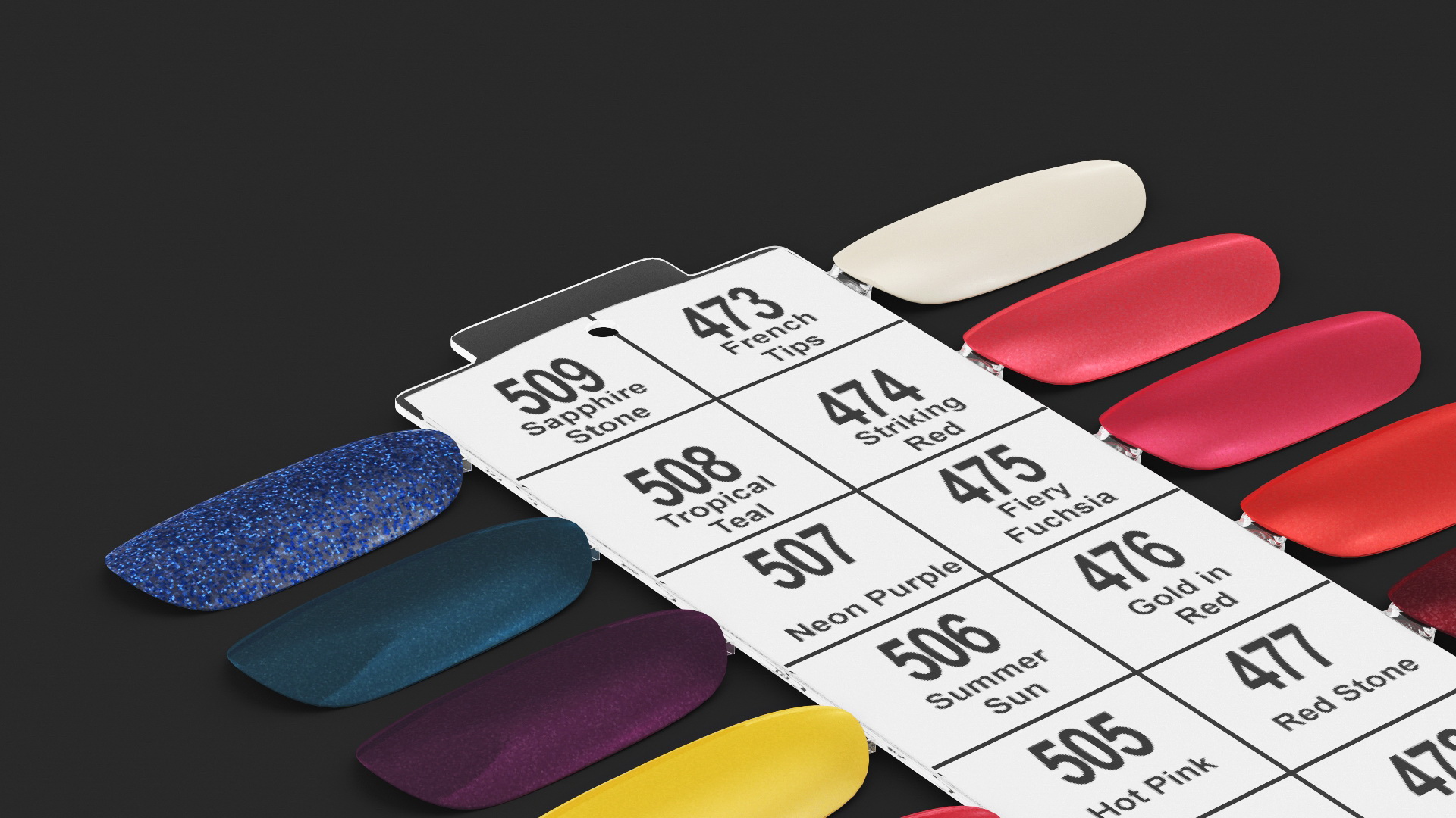 Different Colorful Nail Palette Board 3D