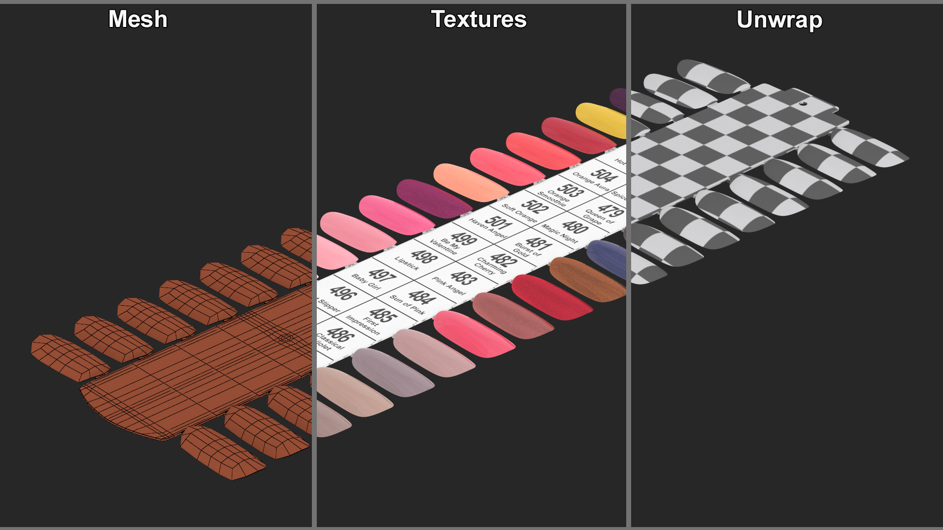 Different Colorful Nail Palette Board 3D