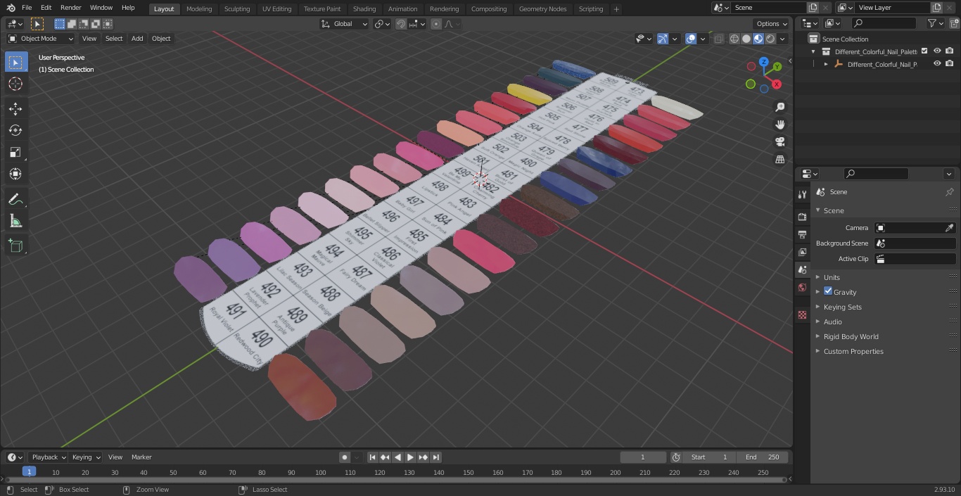 Different Colorful Nail Palette Board 3D