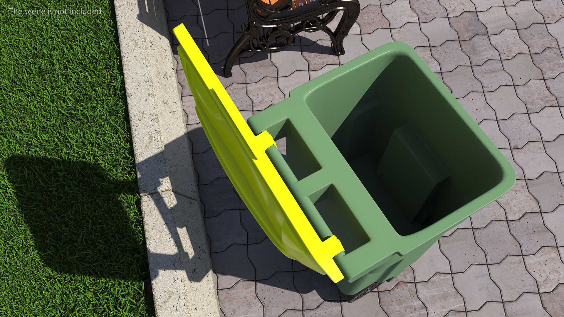 3D model Recycling Wheelie Bin Green with Yellow Cover