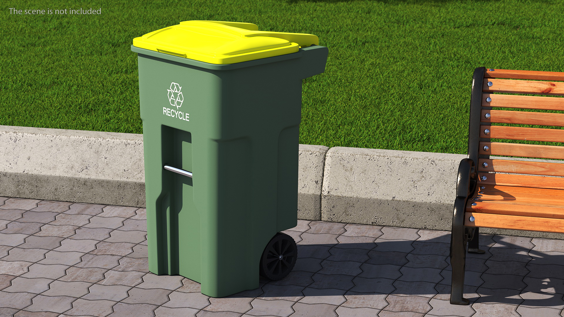 3D model Recycling Wheelie Bin Green with Yellow Cover