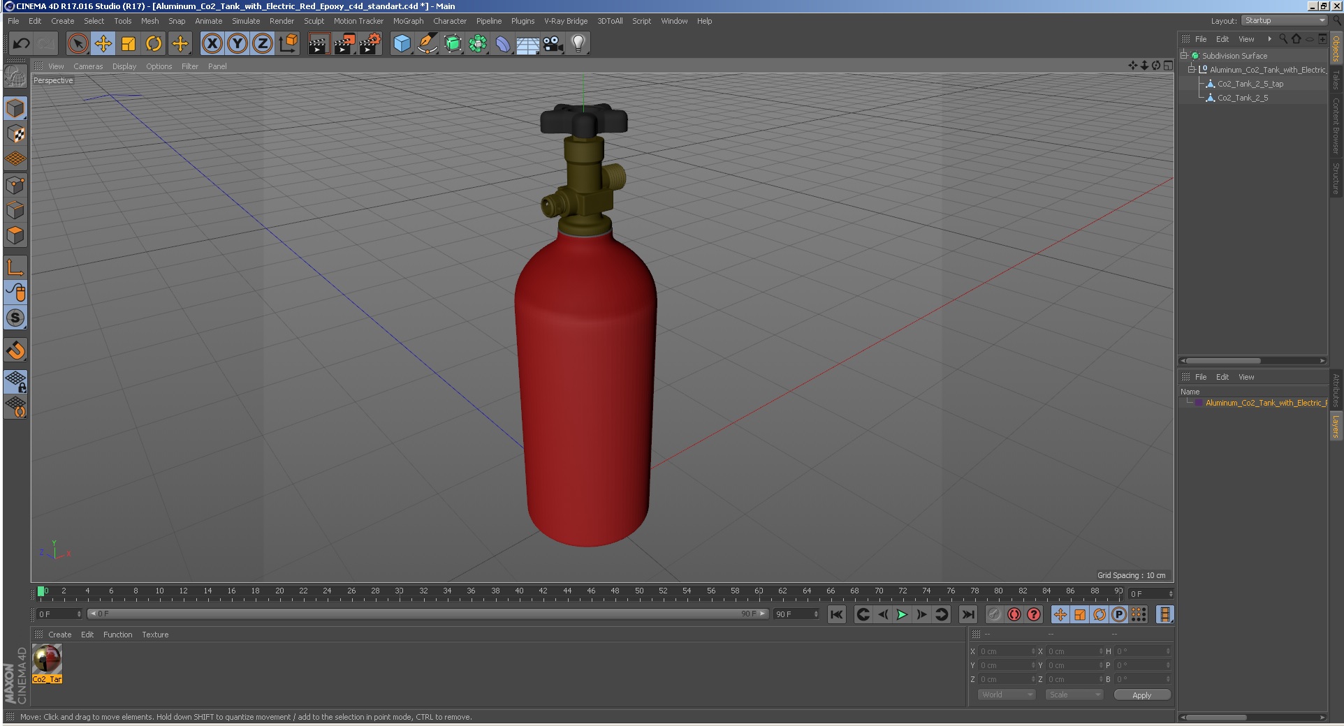3D Aluminum Co2 Tank with Electric Red Epoxy