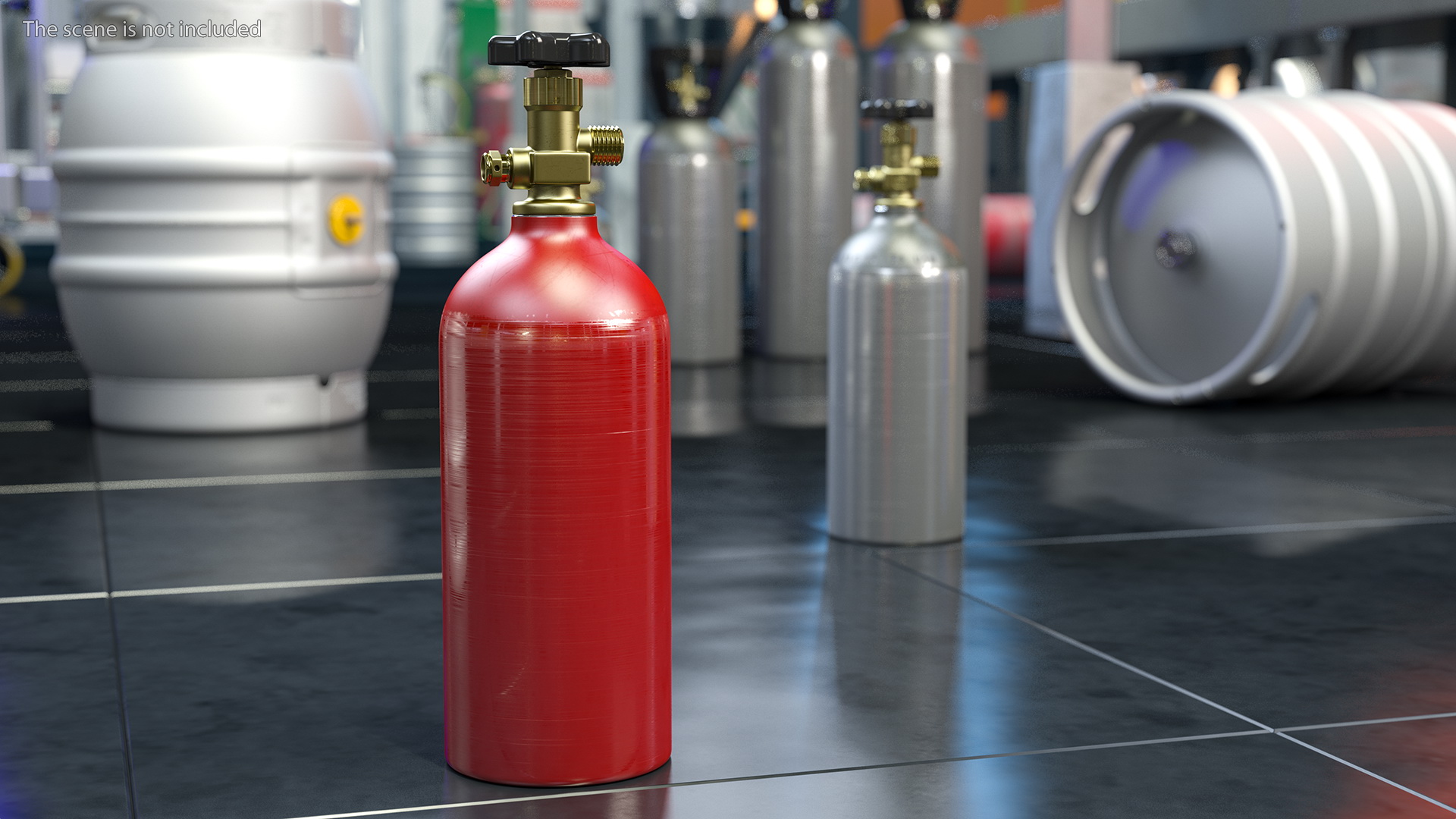 3D Aluminum Co2 Tank with Electric Red Epoxy
