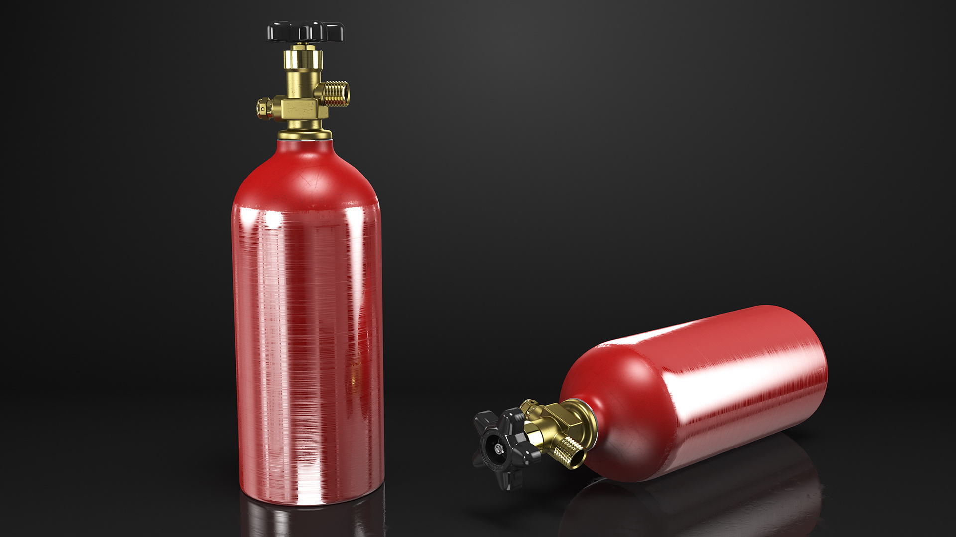 3D Aluminum Co2 Tank with Electric Red Epoxy
