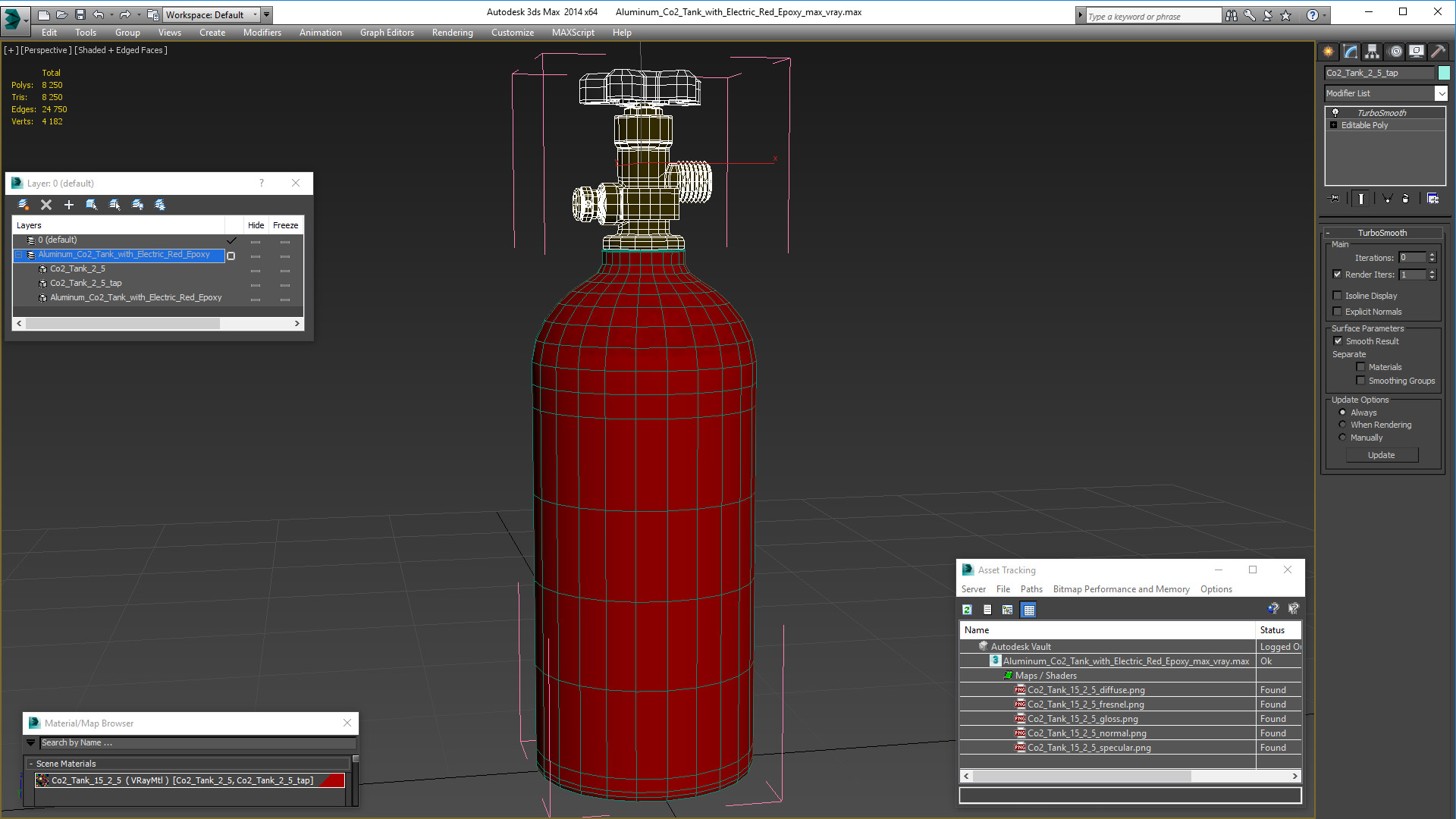 3D Aluminum Co2 Tank with Electric Red Epoxy