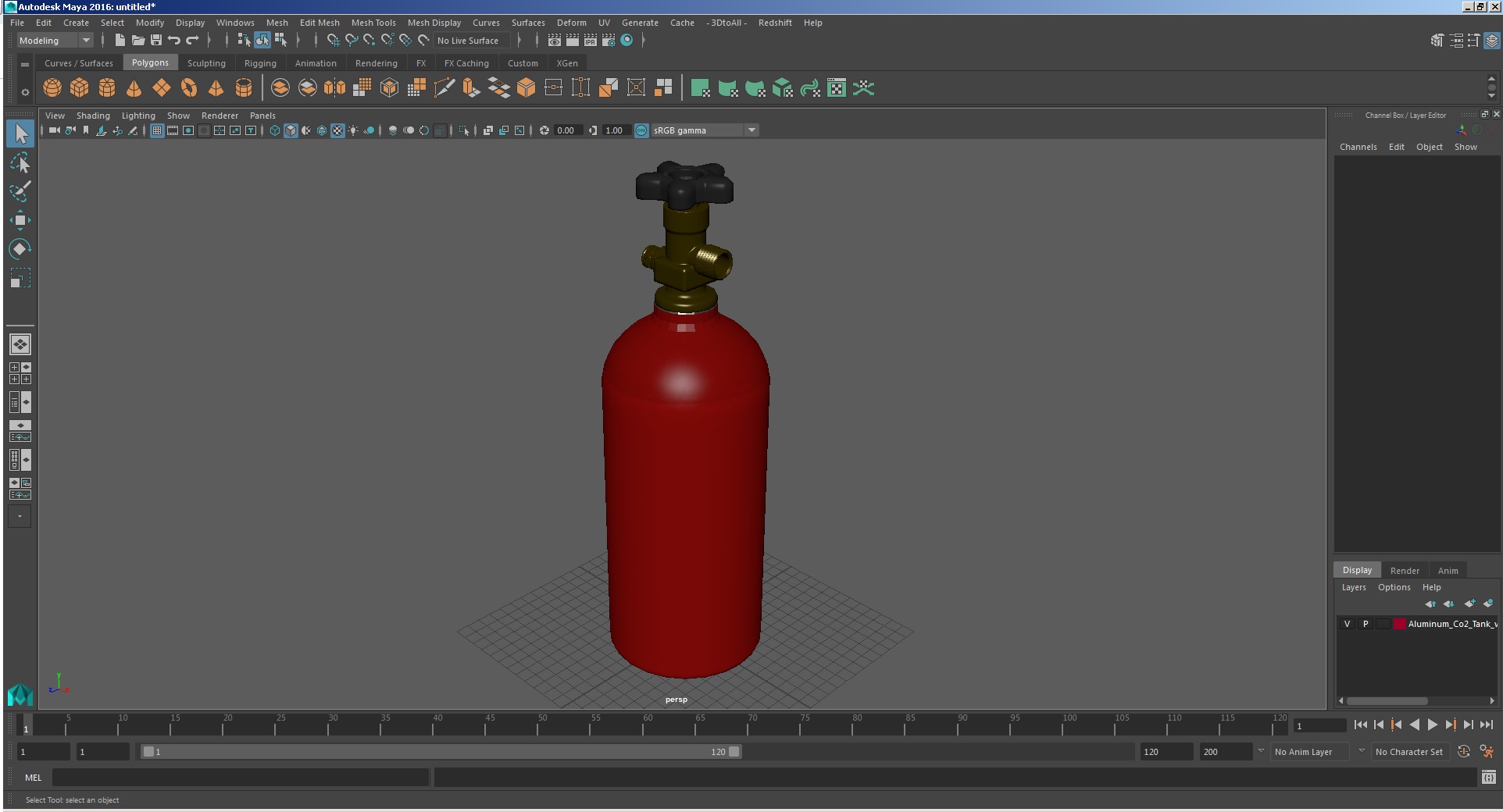 3D Aluminum Co2 Tank with Electric Red Epoxy