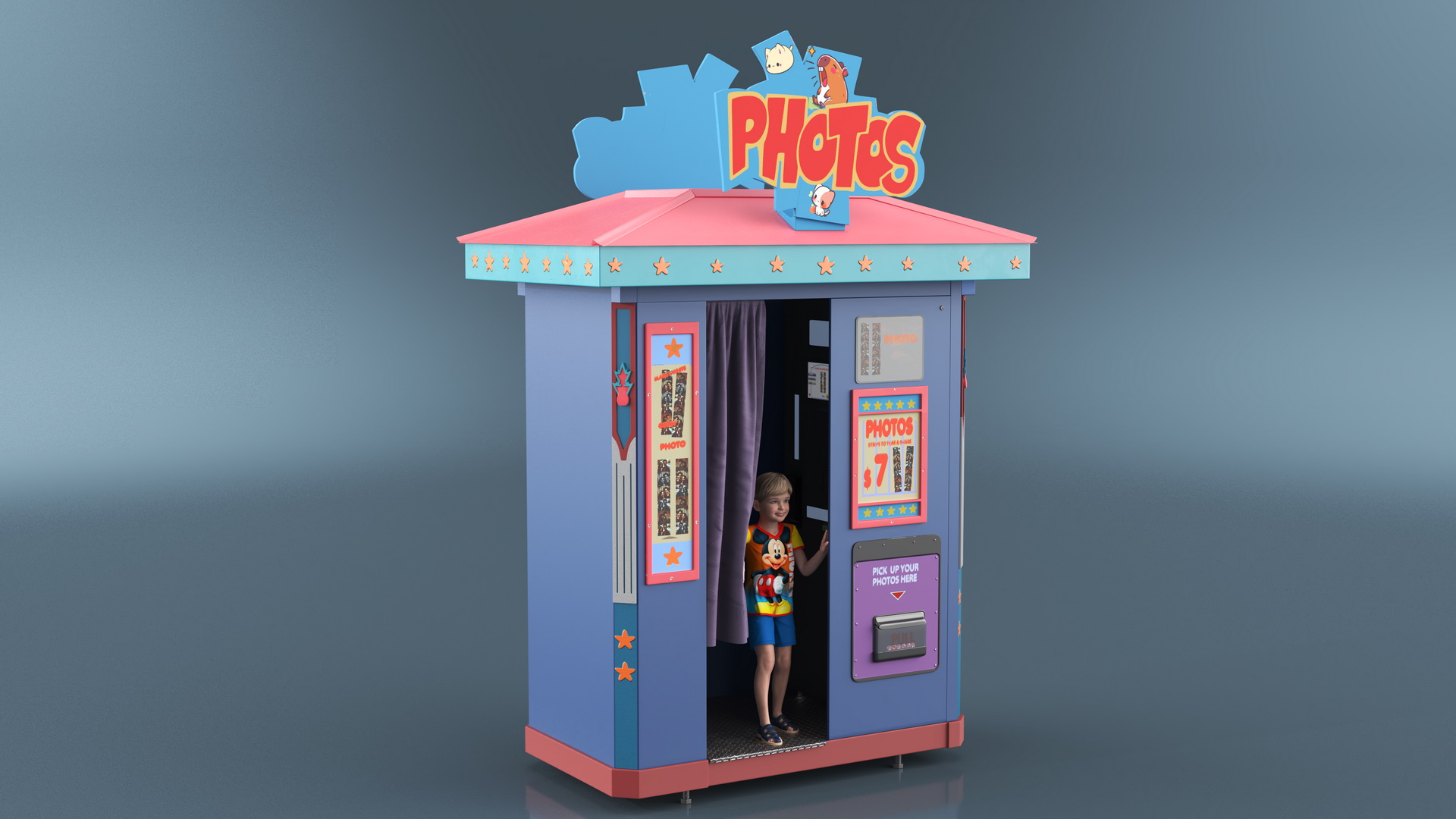 3D Disney Park Photo Booth with Boy Child model