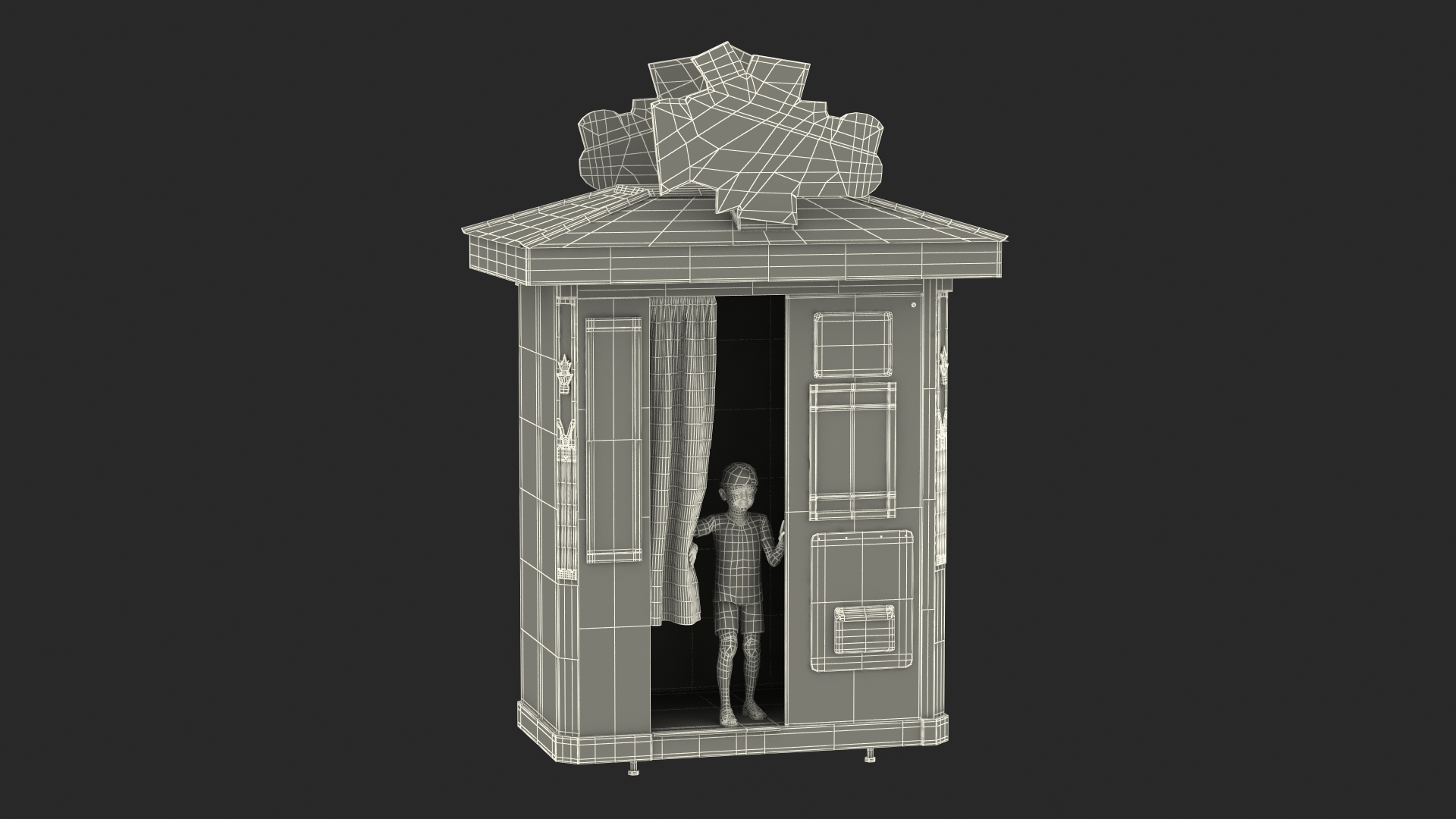 3D Disney Park Photo Booth with Boy Child model