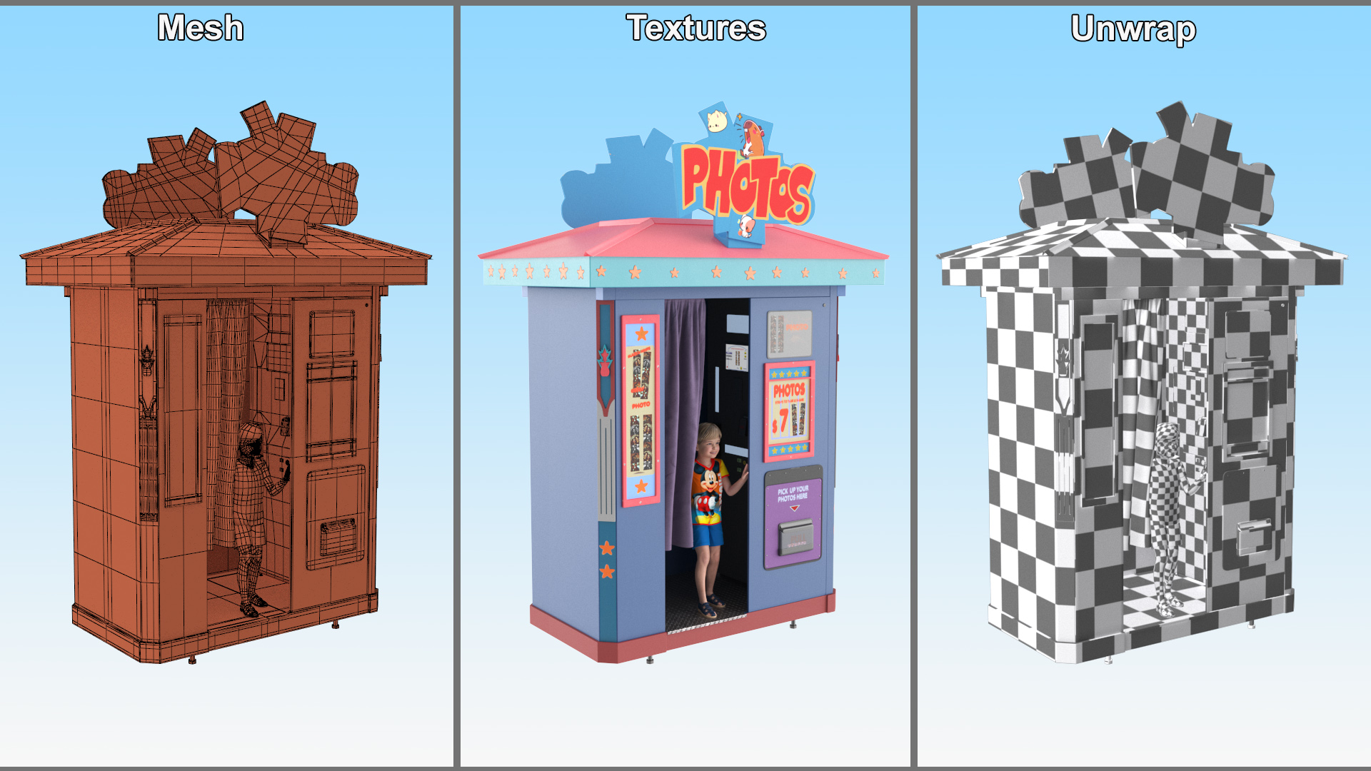 3D Disney Park Photo Booth with Boy Child model