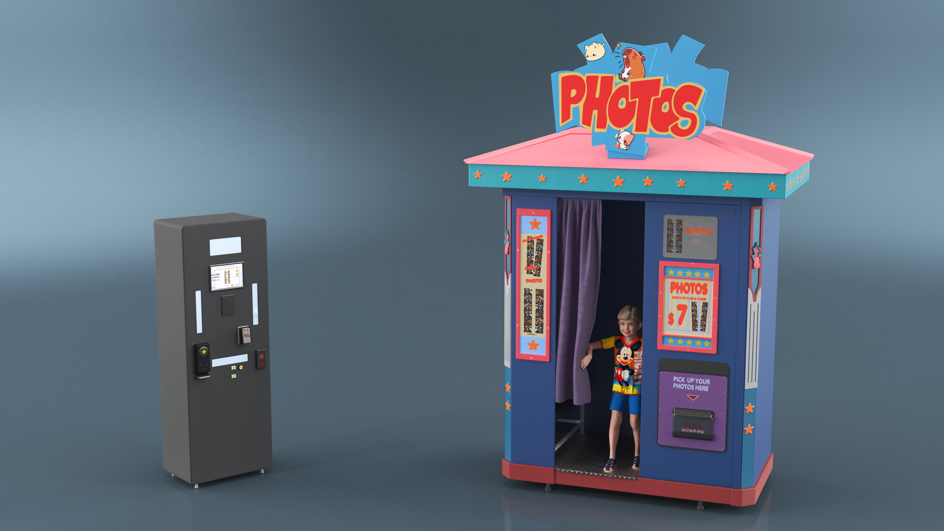 3D Disney Park Photo Booth with Boy Child model