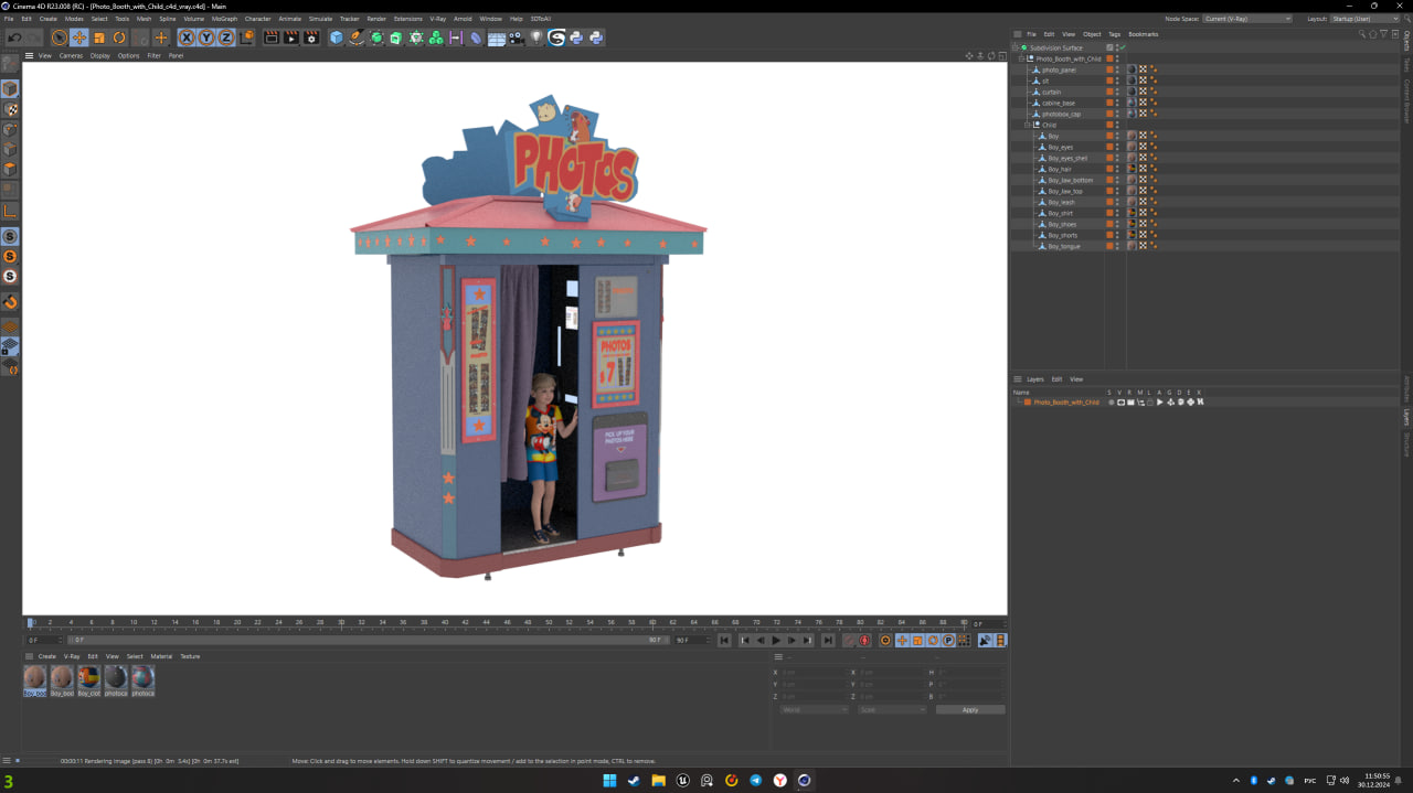 3D Disney Park Photo Booth with Boy Child model