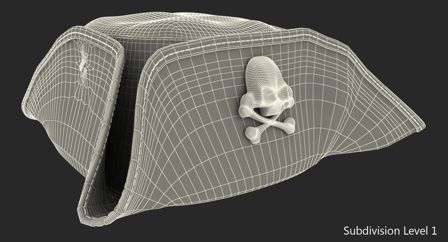 Skull and Crossbones Pirate Hat Leather 3D model