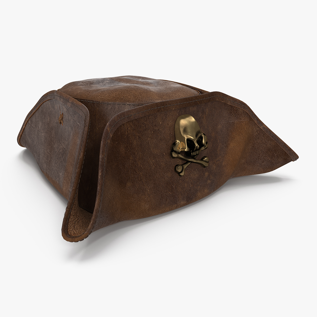 Skull and Crossbones Pirate Hat Leather, view 3