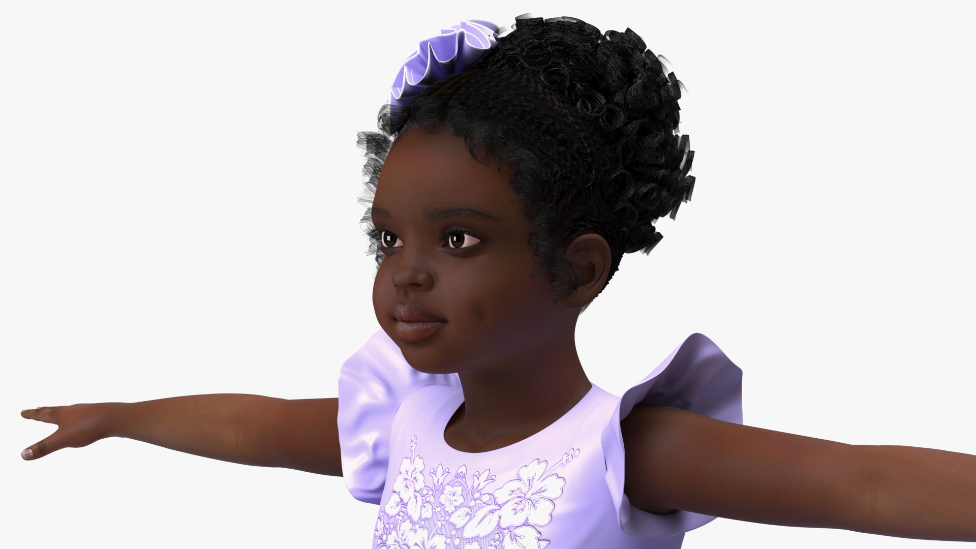 Black Child Girl Party Style Rigged for Cinema 4D 3D model