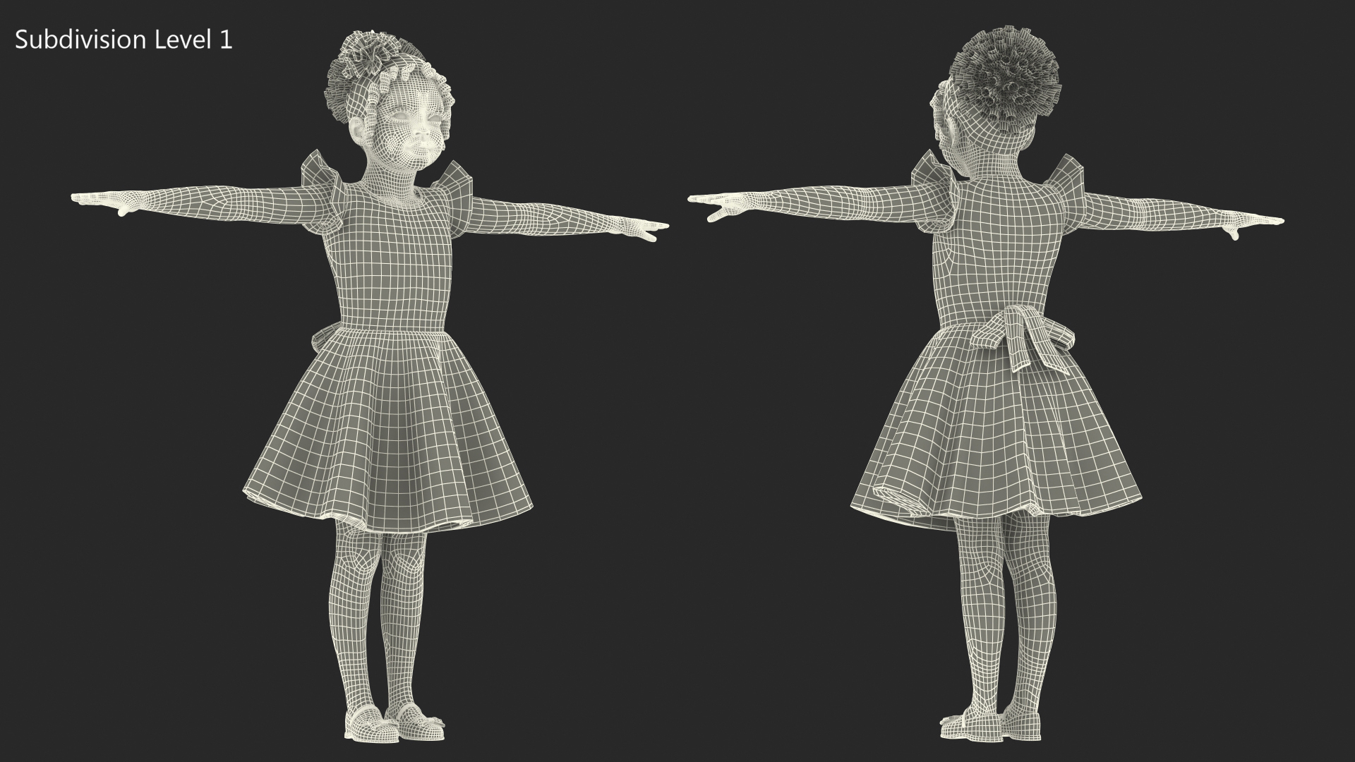 Black Child Girl Party Style Rigged for Cinema 4D 3D model