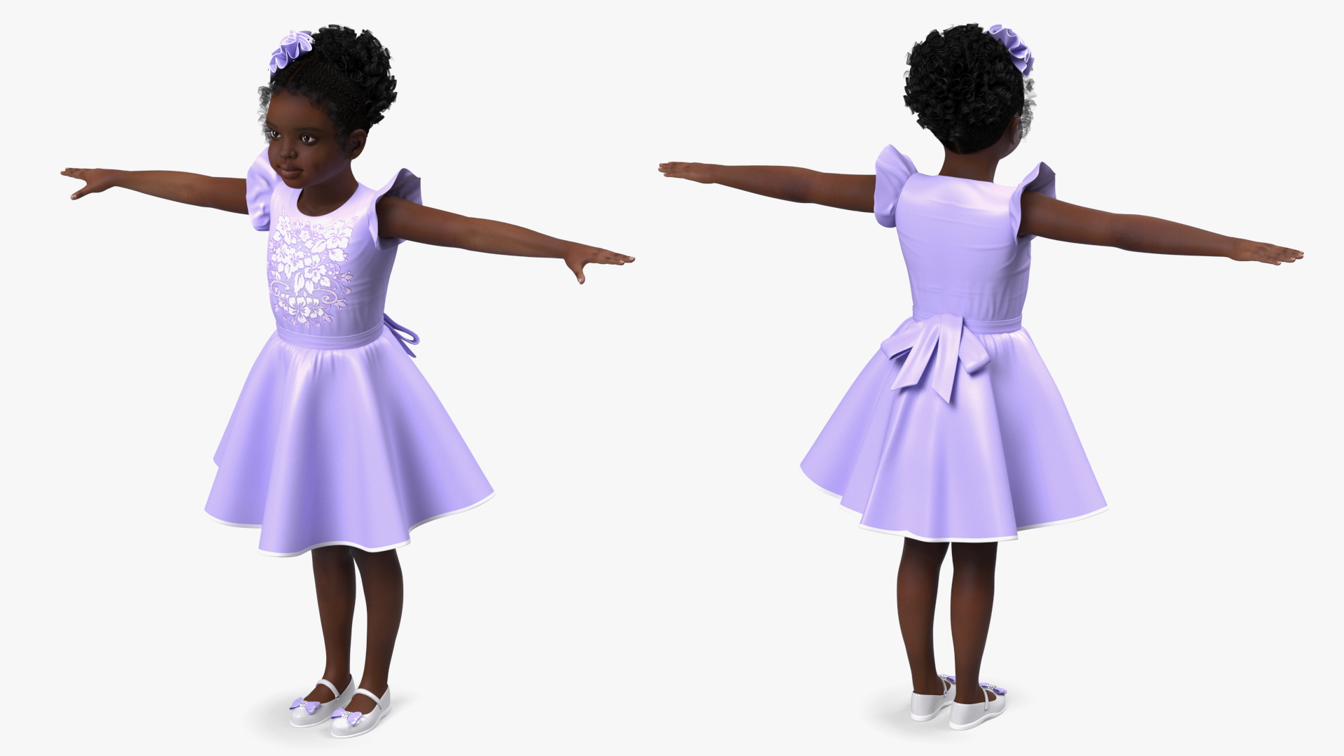 Black Child Girl Party Style Rigged for Cinema 4D 3D model