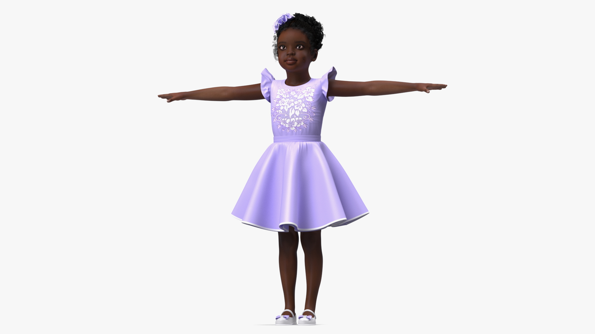 Black Child Girl Party Style Rigged for Cinema 4D 3D model