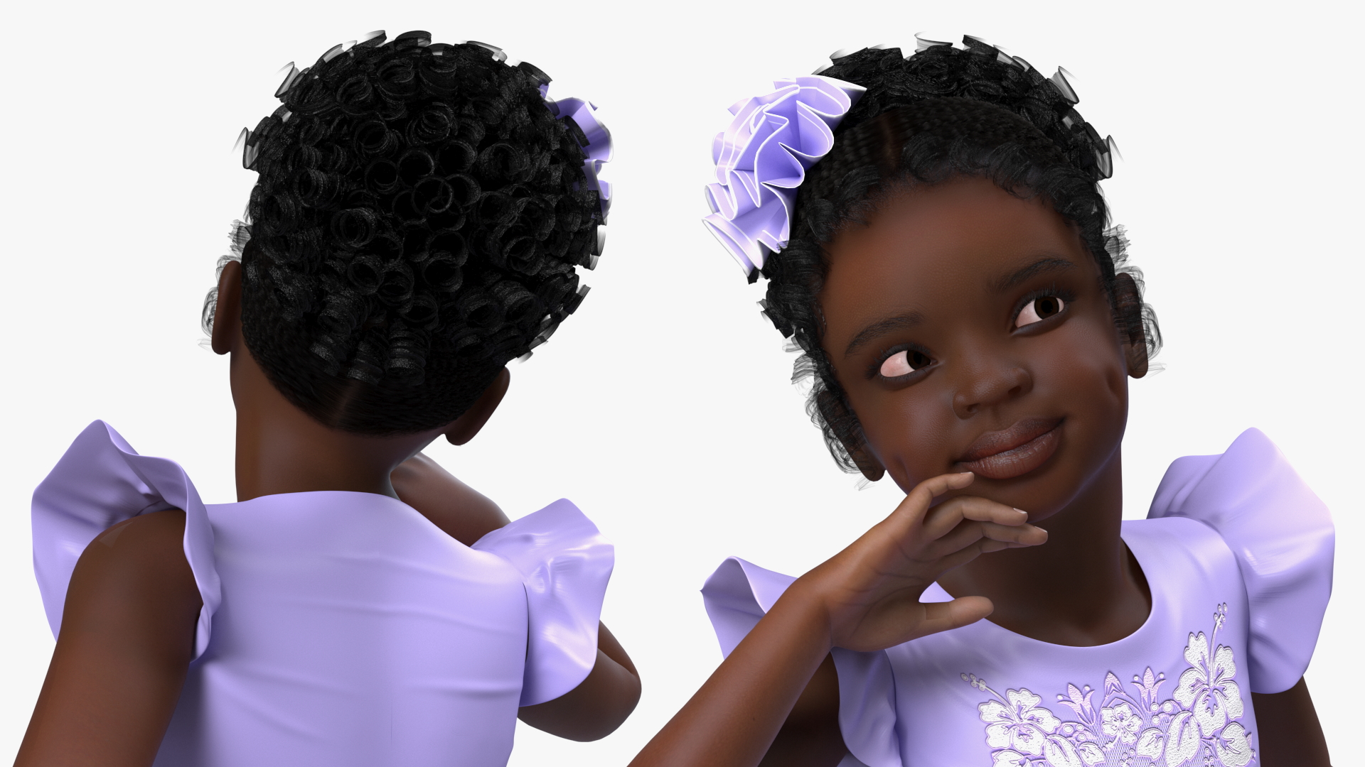 Black Child Girl Party Style Rigged for Cinema 4D 3D model