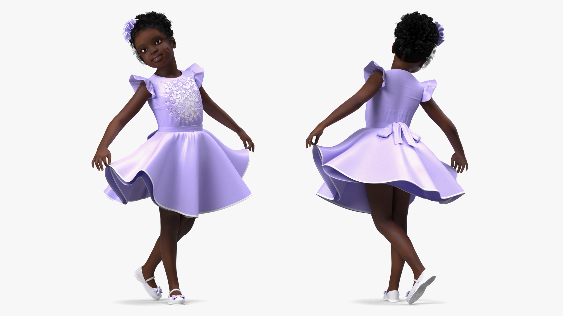 Black Child Girl Party Style Rigged for Cinema 4D 3D model