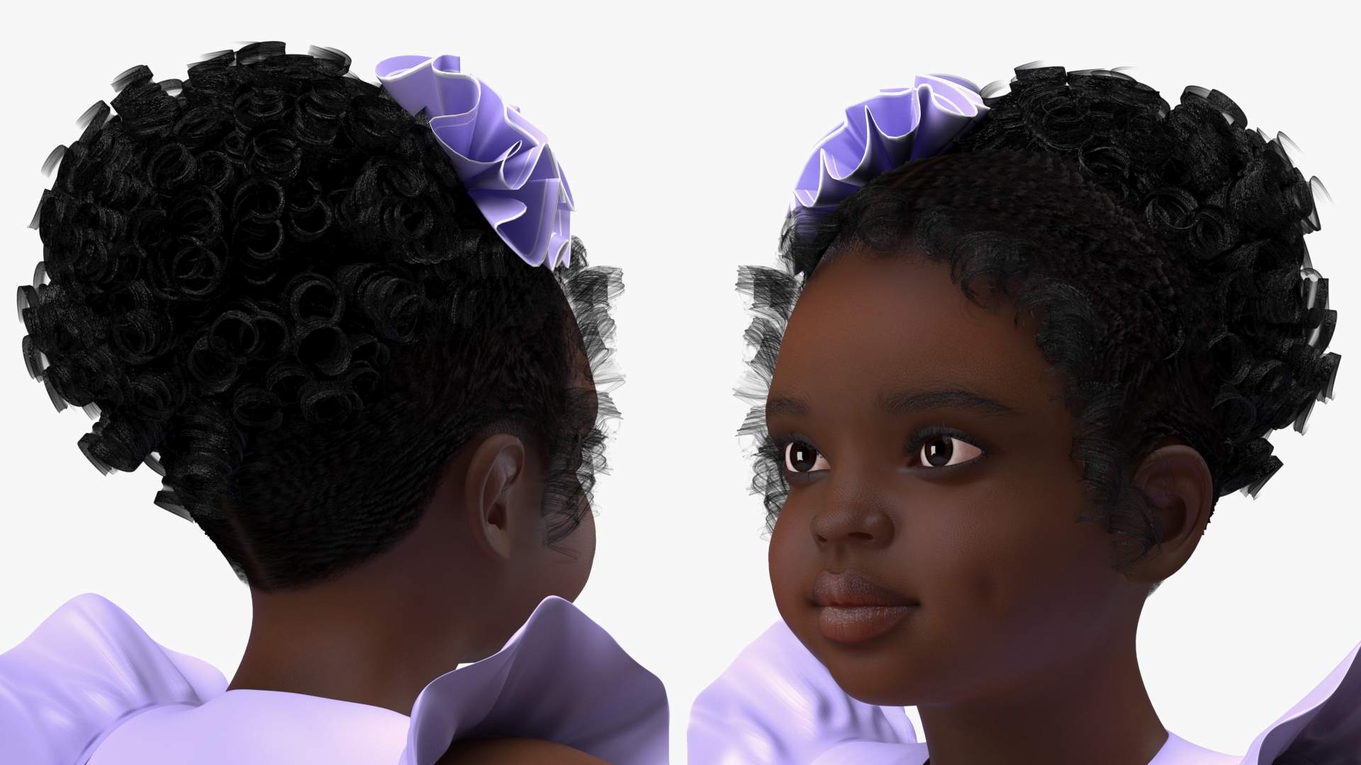 Black Child Girl Party Style Rigged for Cinema 4D 3D model