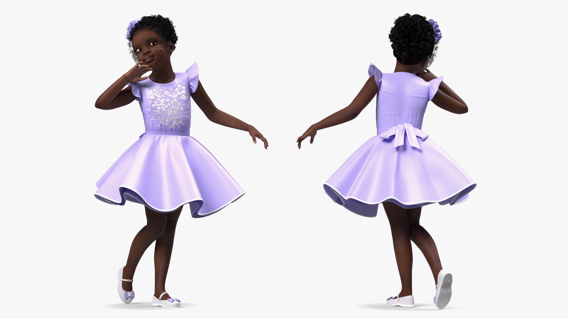 Black Child Girl Party Style Rigged for Cinema 4D 3D model