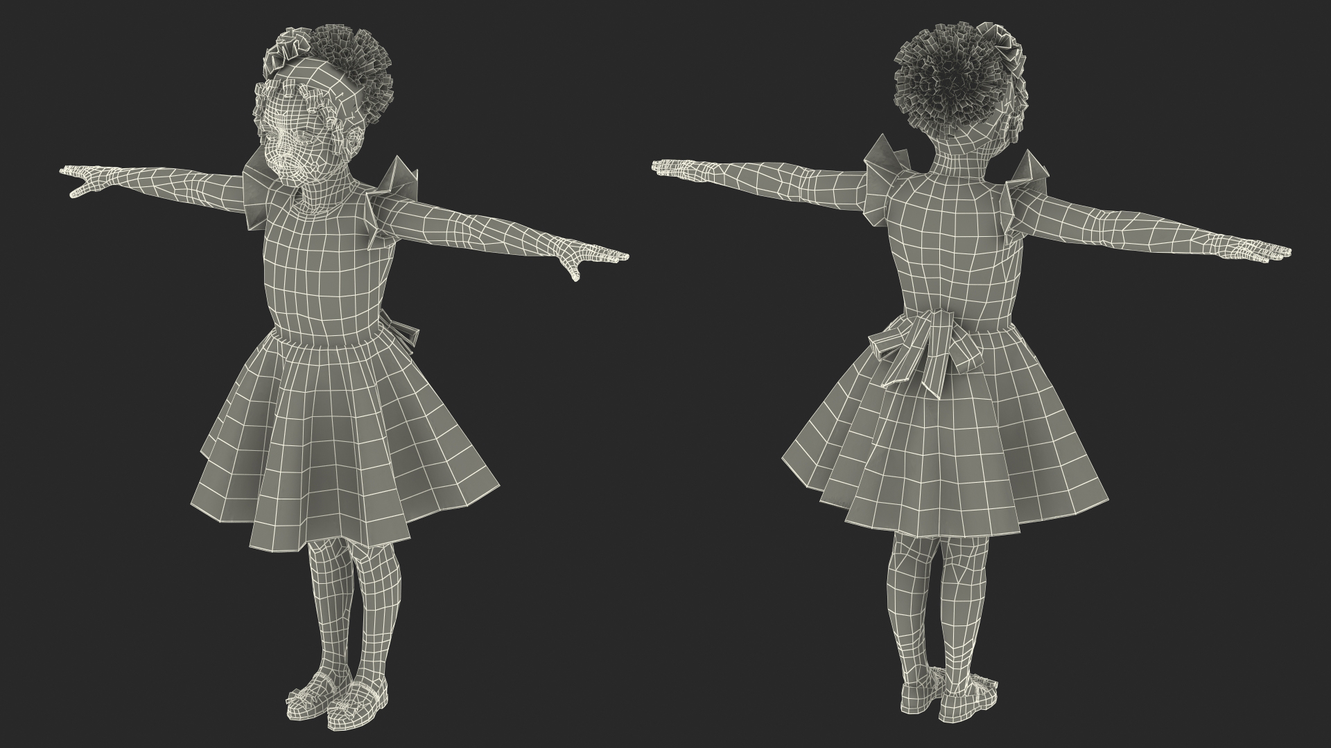 Black Child Girl Party Style Rigged for Cinema 4D 3D model