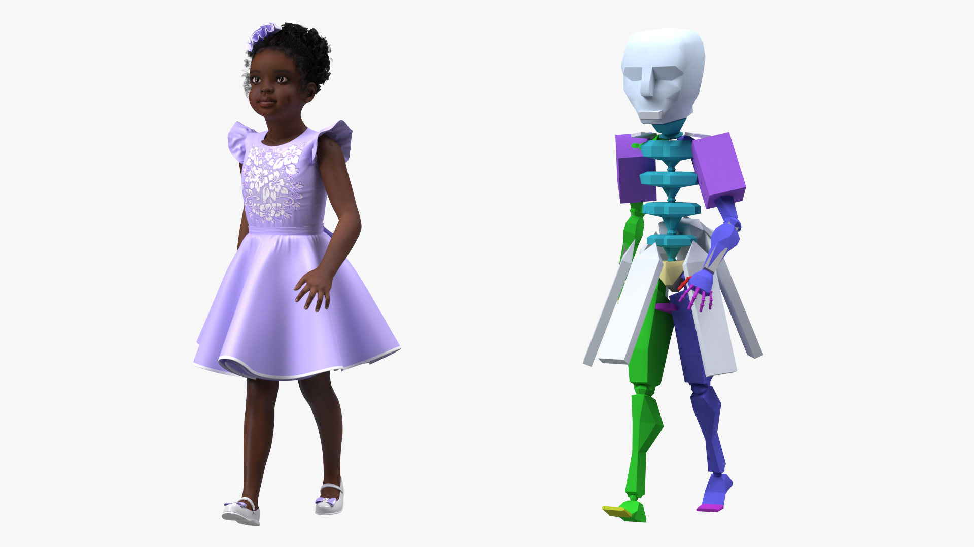 Black Child Girl Party Style Rigged for Cinema 4D 3D model