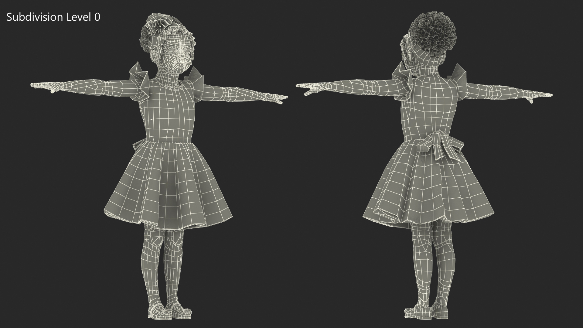 Black Child Girl Party Style Rigged for Cinema 4D 3D model