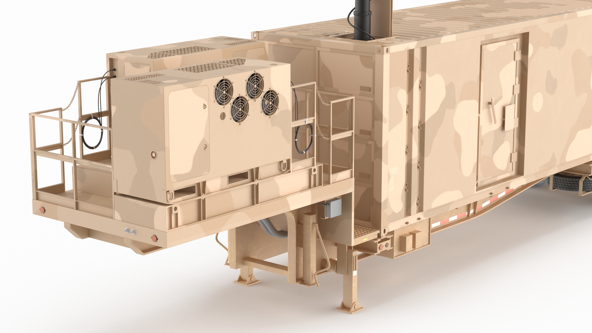 3D model Battery Control Center Sand Camouflage with Antennas Up
