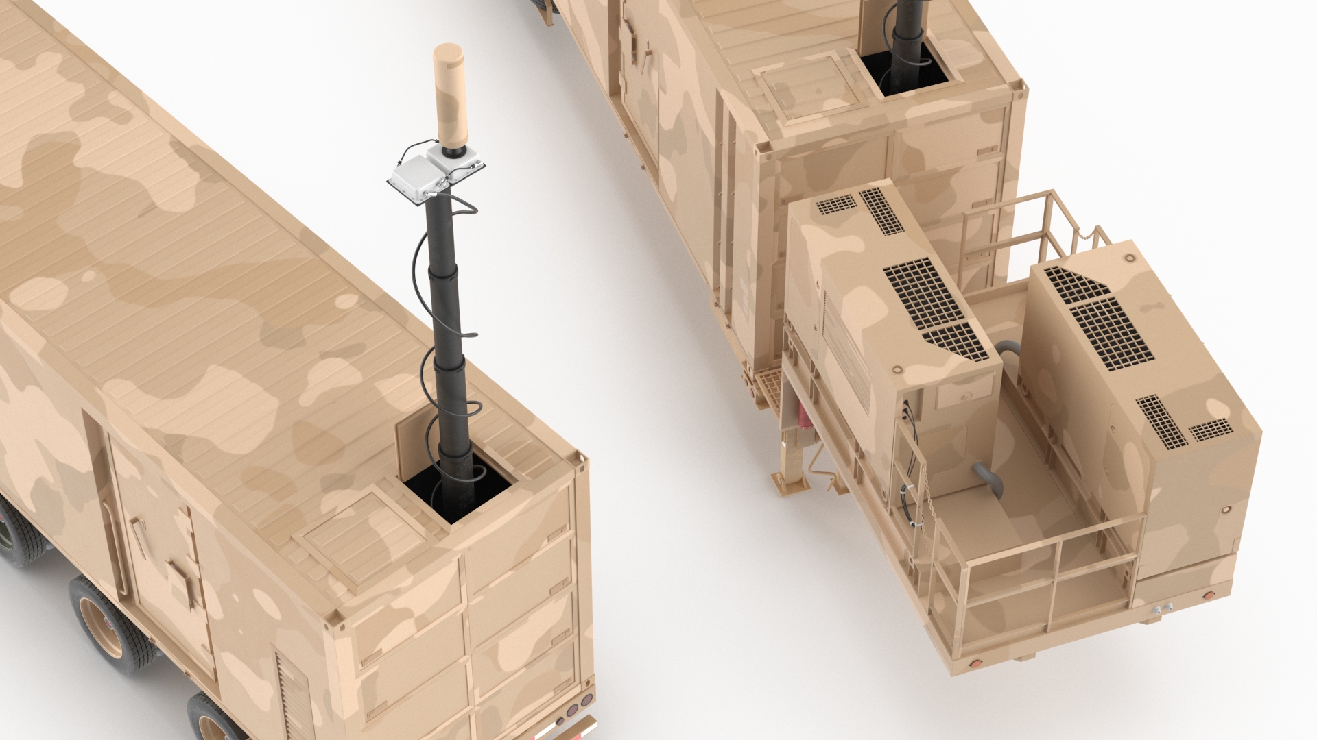 3D model Battery Control Center Sand Camouflage with Antennas Up