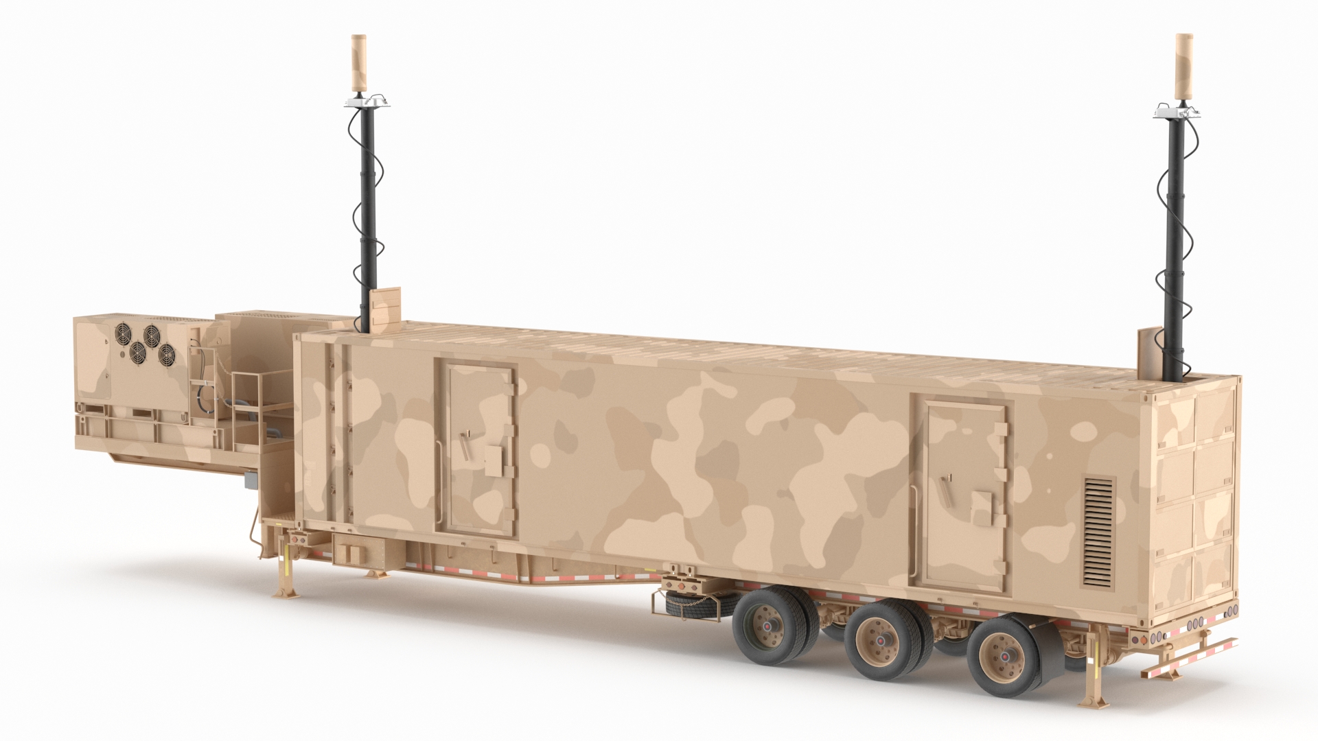 3D model Battery Control Center Sand Camouflage with Antennas Up