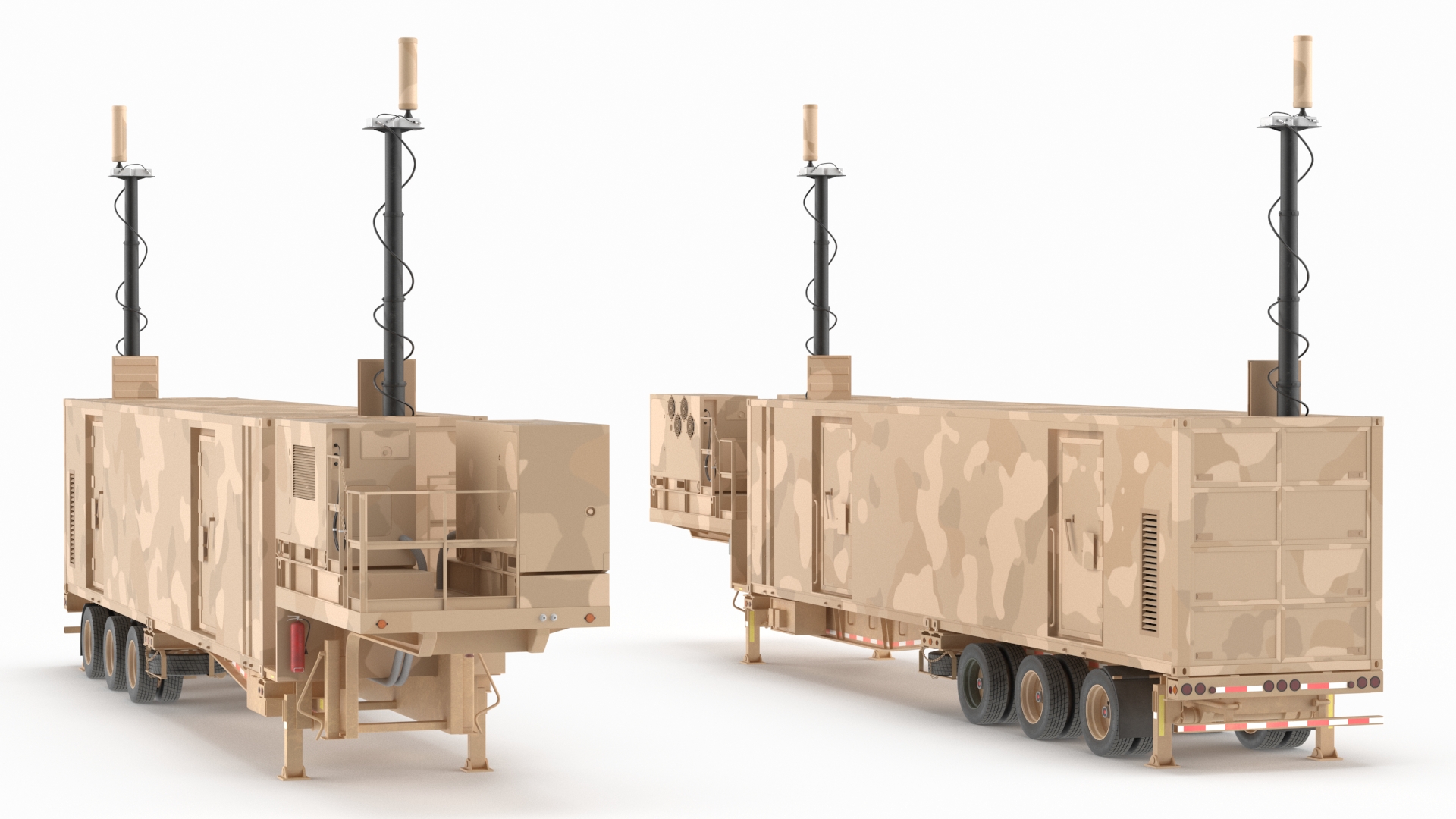 3D model Battery Control Center Sand Camouflage with Antennas Up