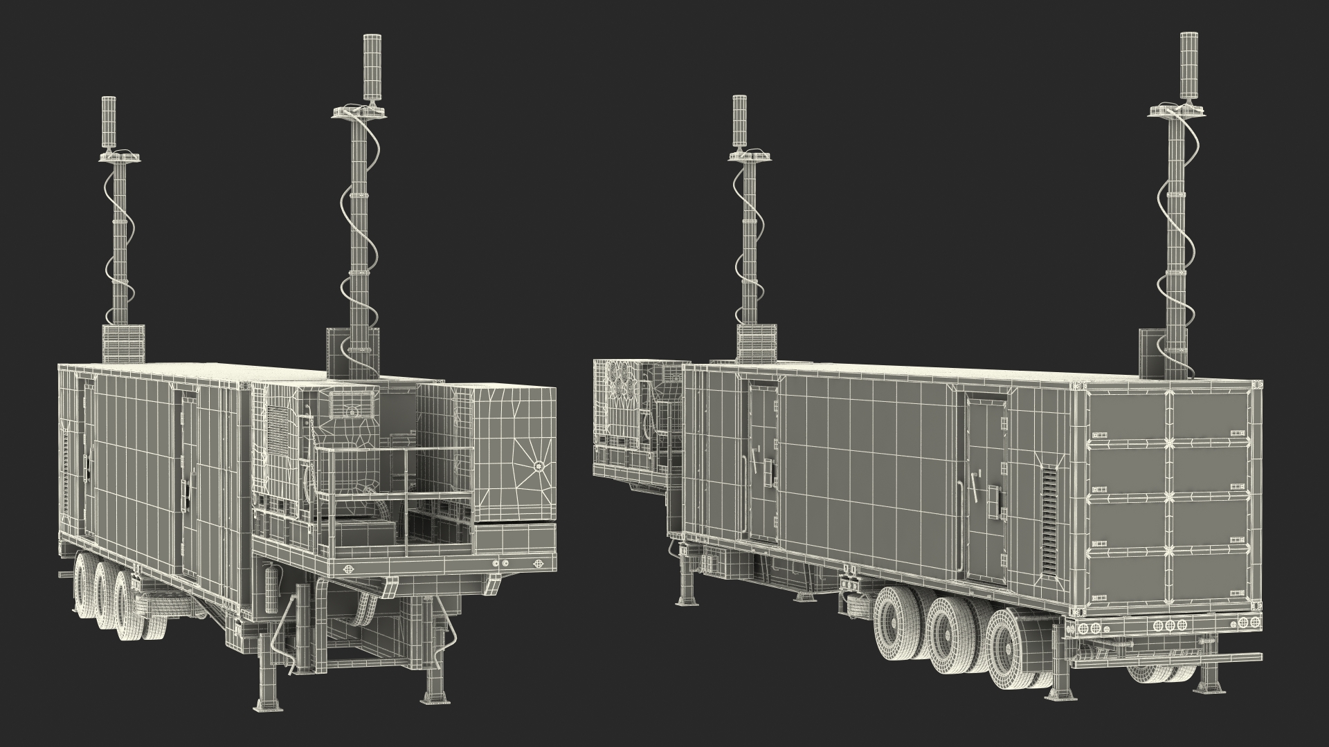 3D model Battery Control Center Sand Camouflage with Antennas Up